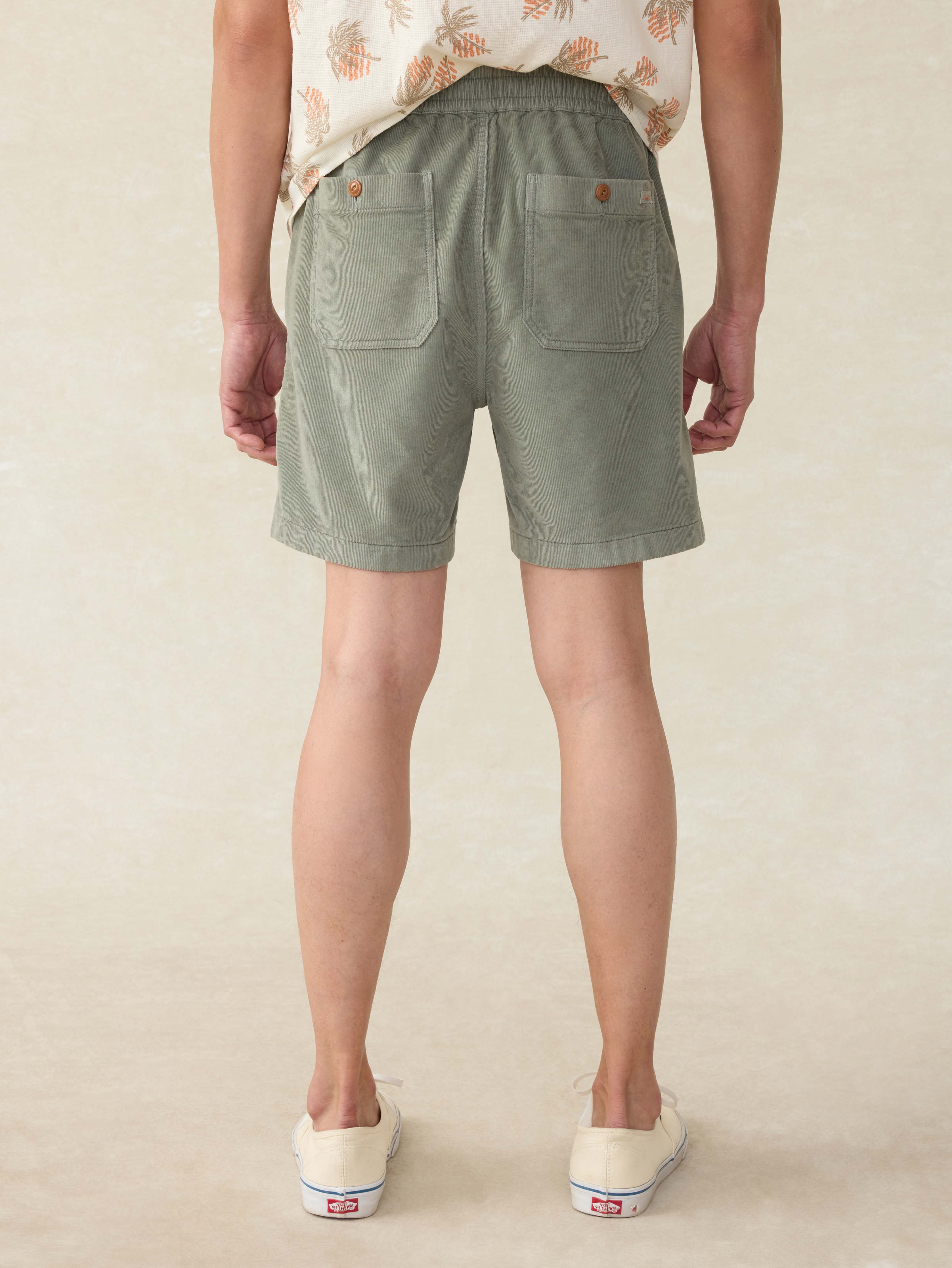 Corduroy Drawstring Utility Short - Coastal Sage