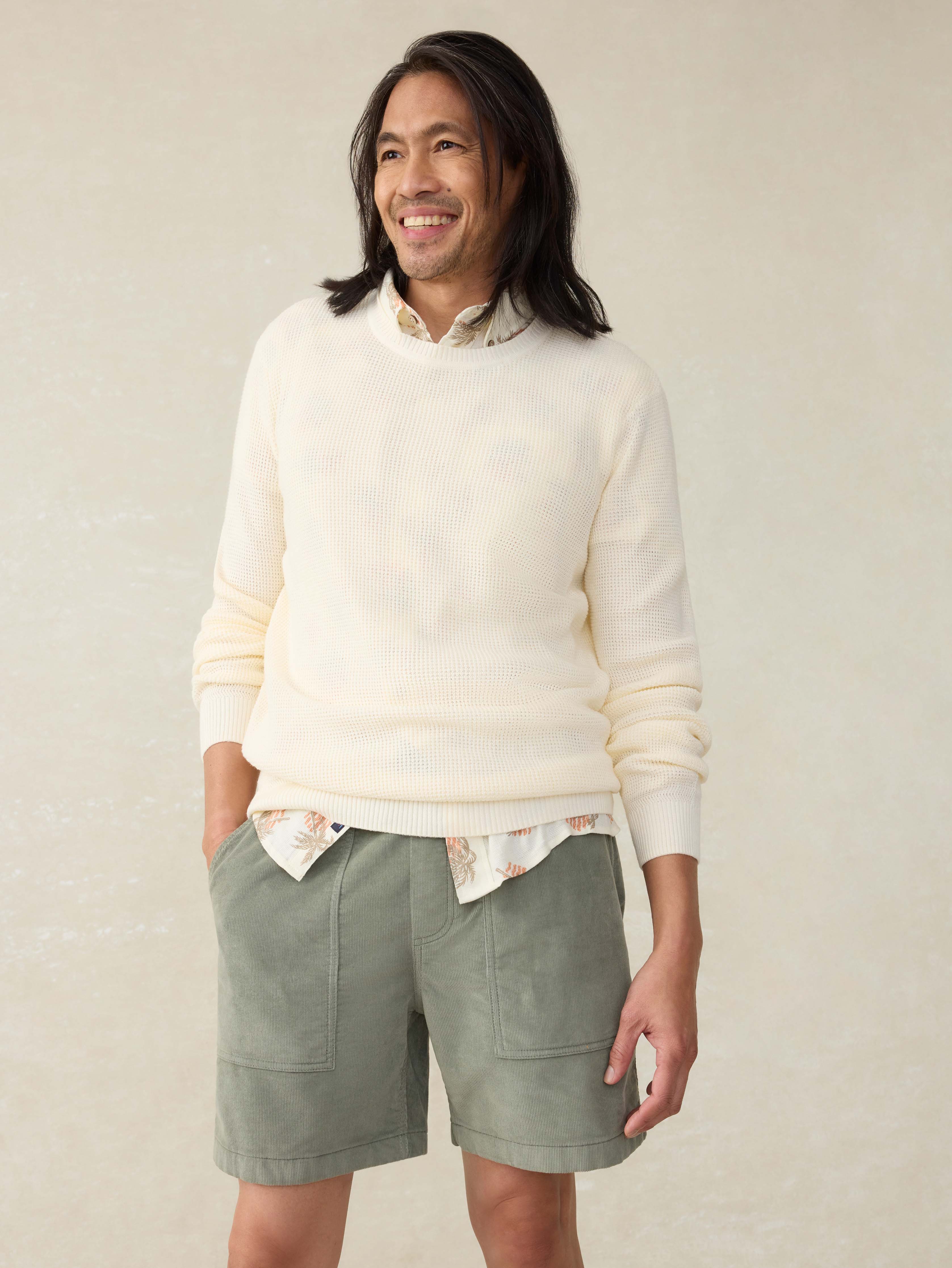 Corduroy Drawstring Utility Short - Coastal Sage