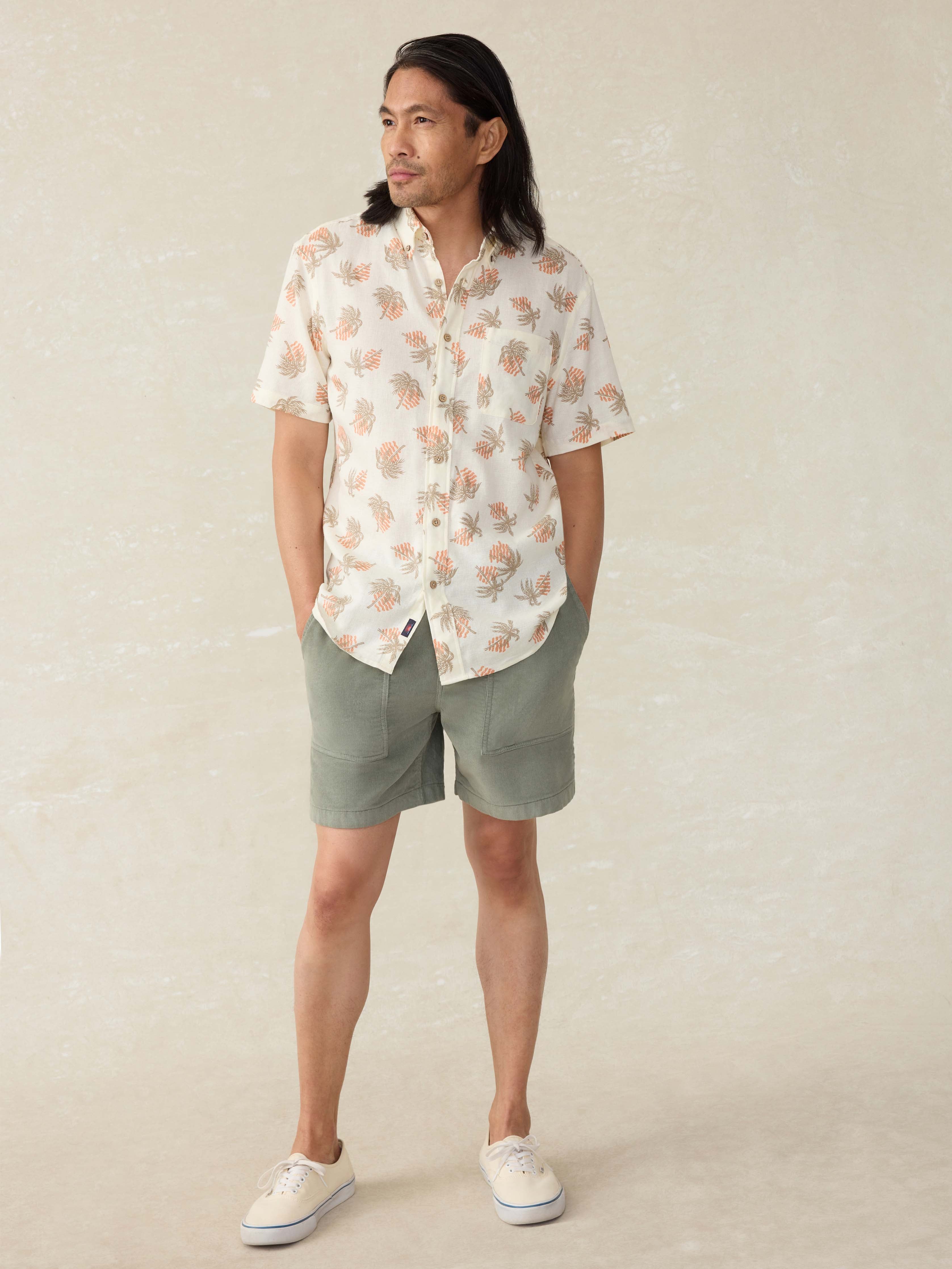 Corduroy Drawstring Utility Short - Coastal Sage