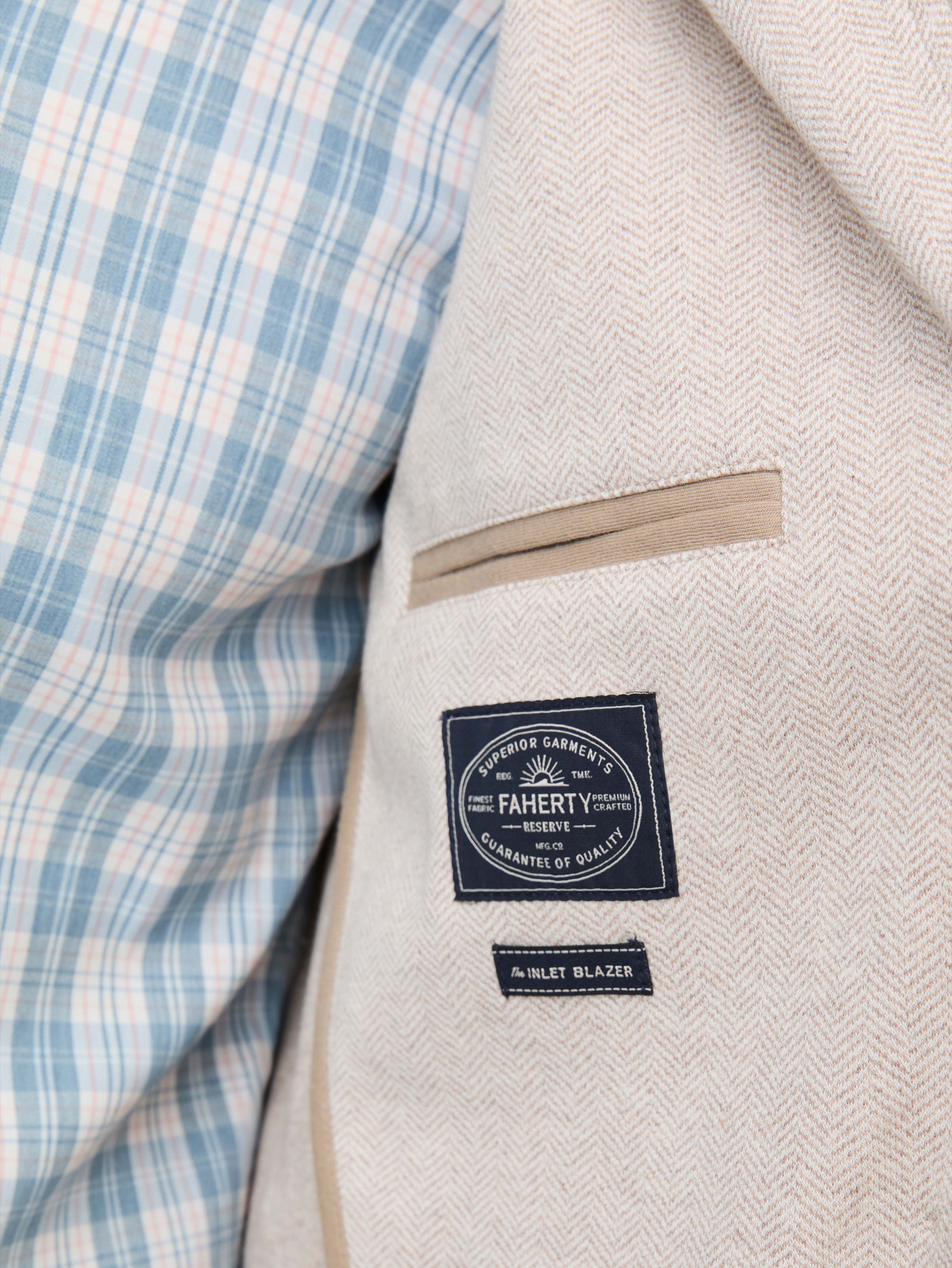 Inlet Knit Tweed Blazer - Khaki Stone Herringbone