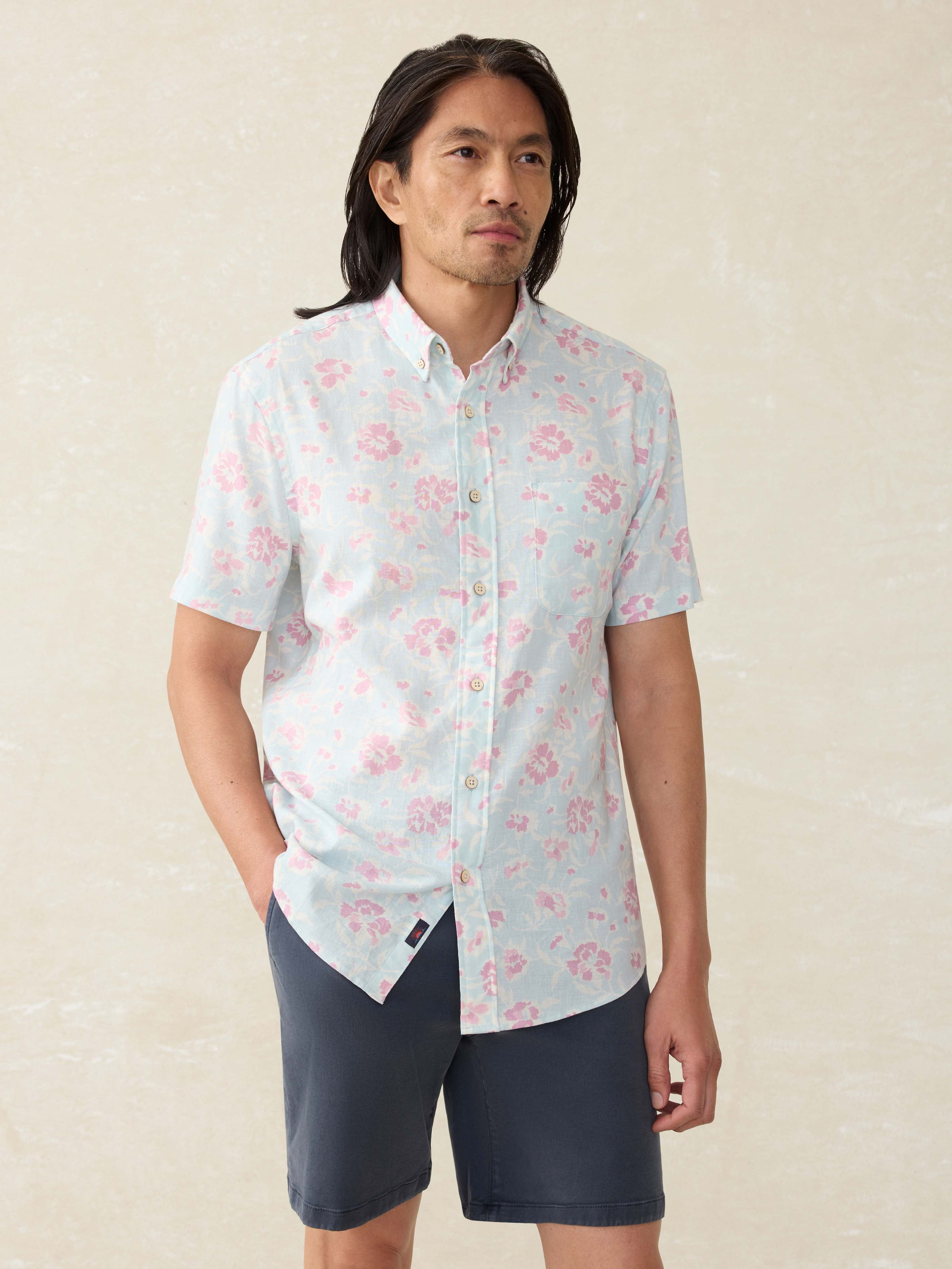 Short- Sleeve Breeze Shirt - Clear Waters Blossom