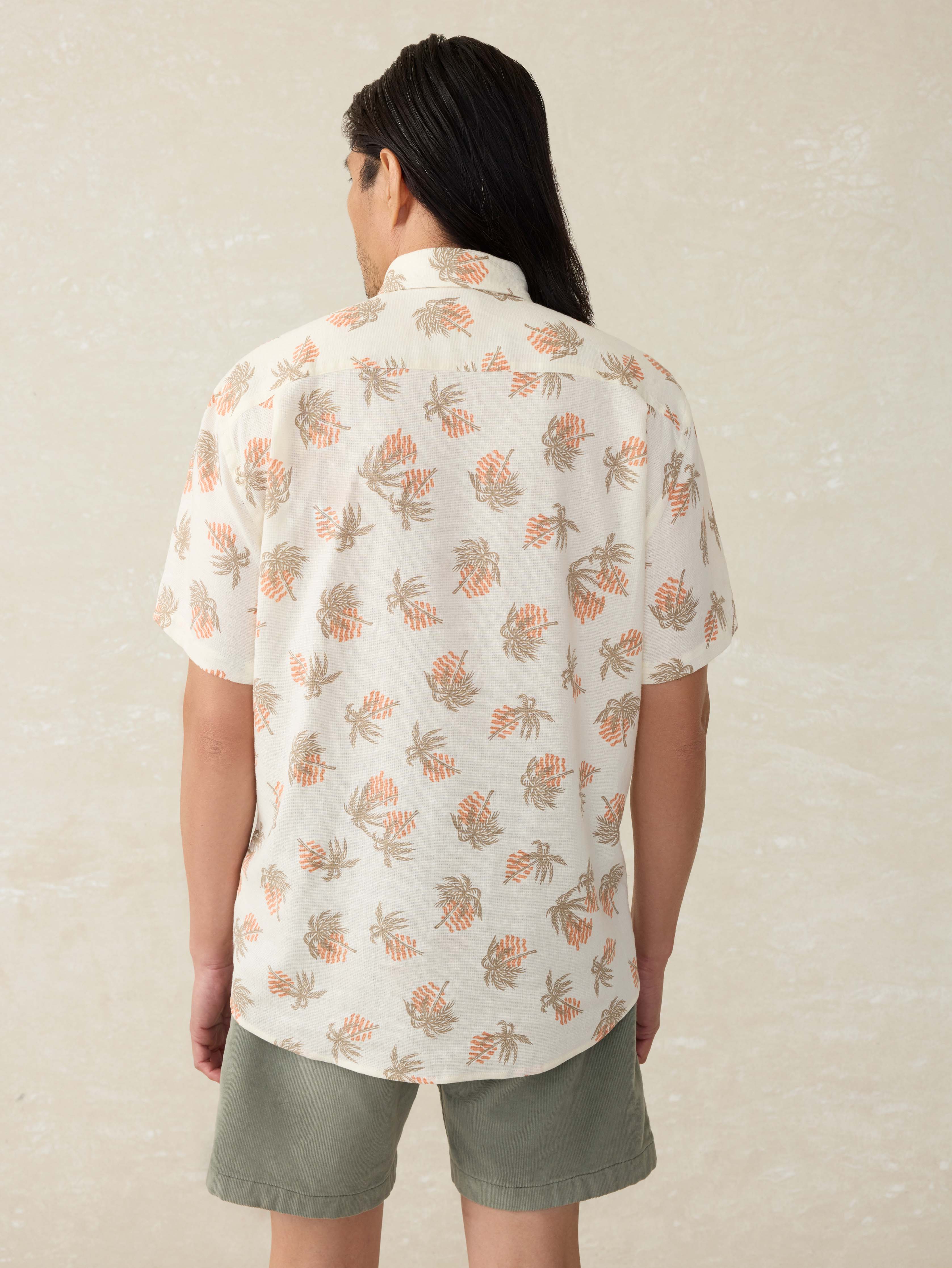 Short- Sleeve Breeze Shirt - Sunlit Palm & Waves