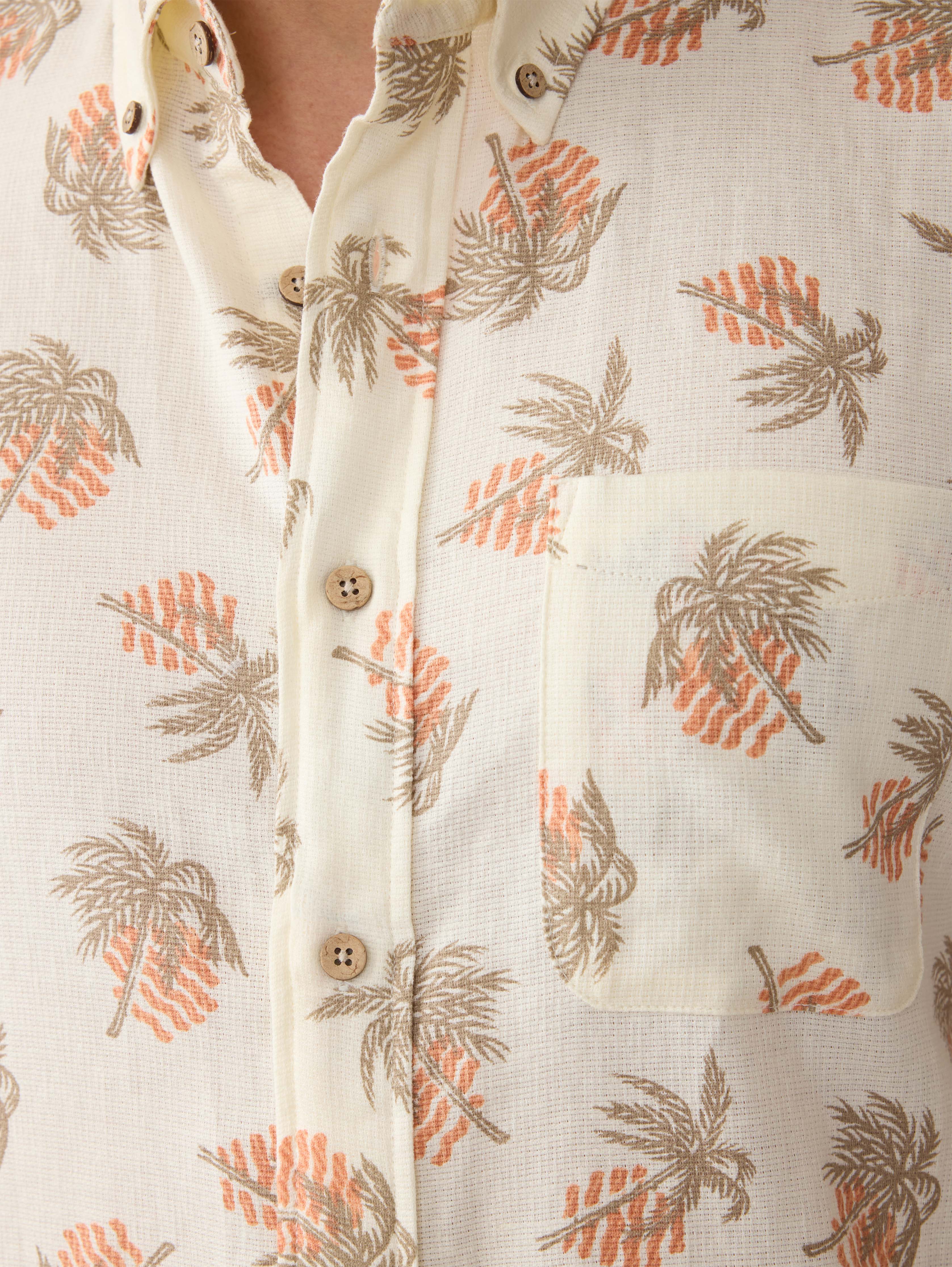 Short- Sleeve Breeze Shirt - Sunlit Palm & Waves