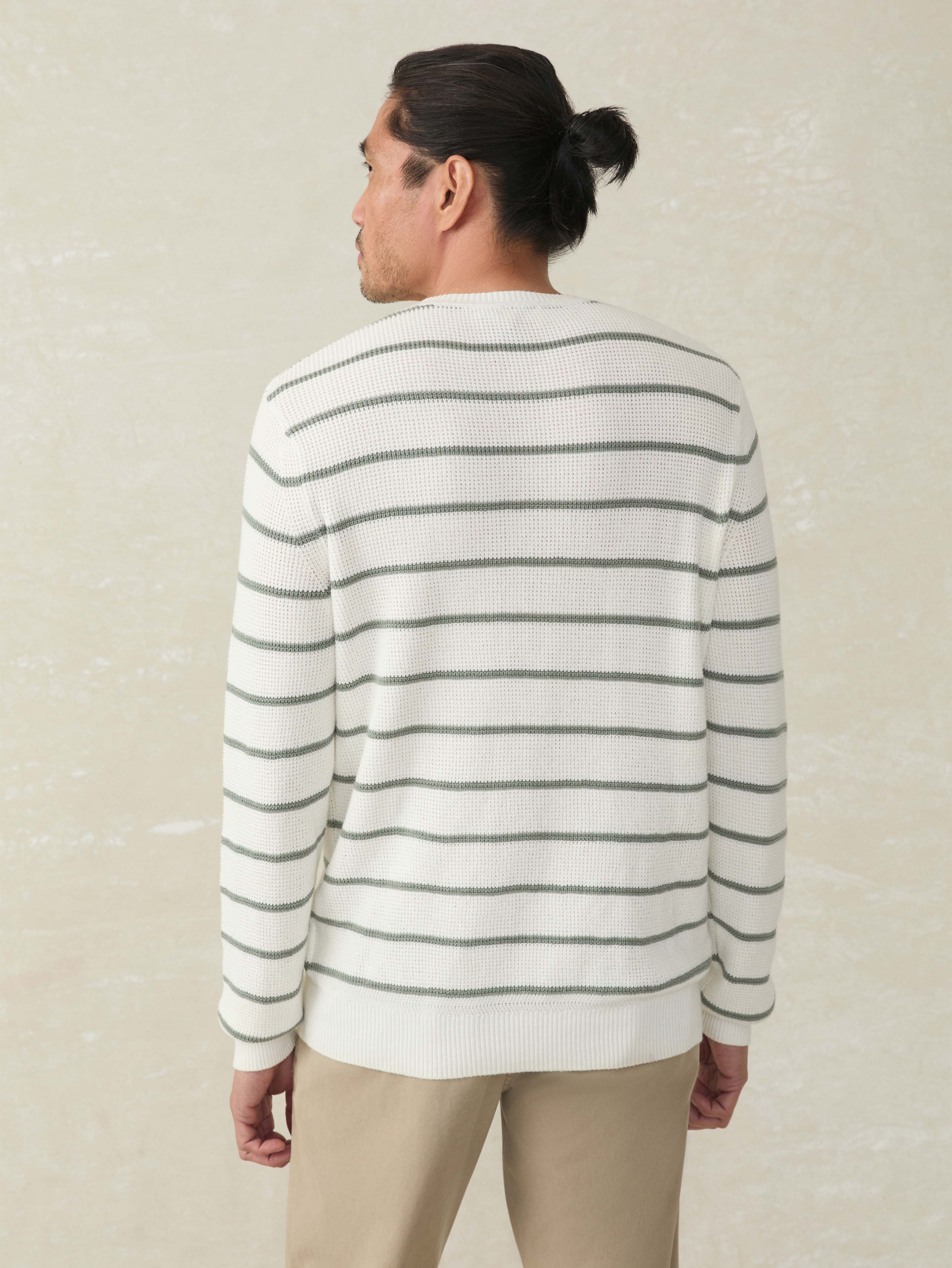 Sunwashed Crewneck Sweater - White Sage Stripe