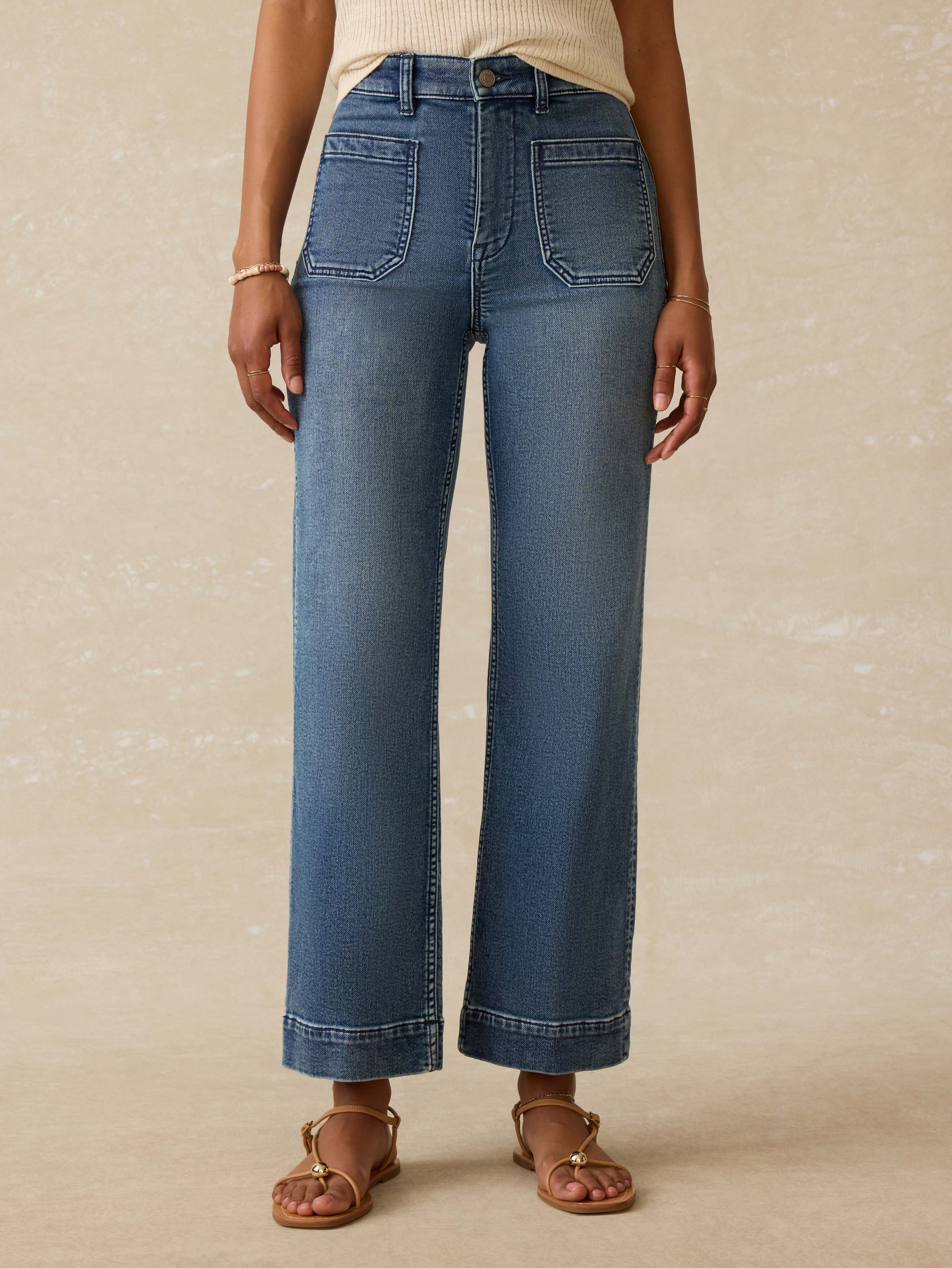Stretch Terry Patch Pocket Ankle Pant - Riverton Wash