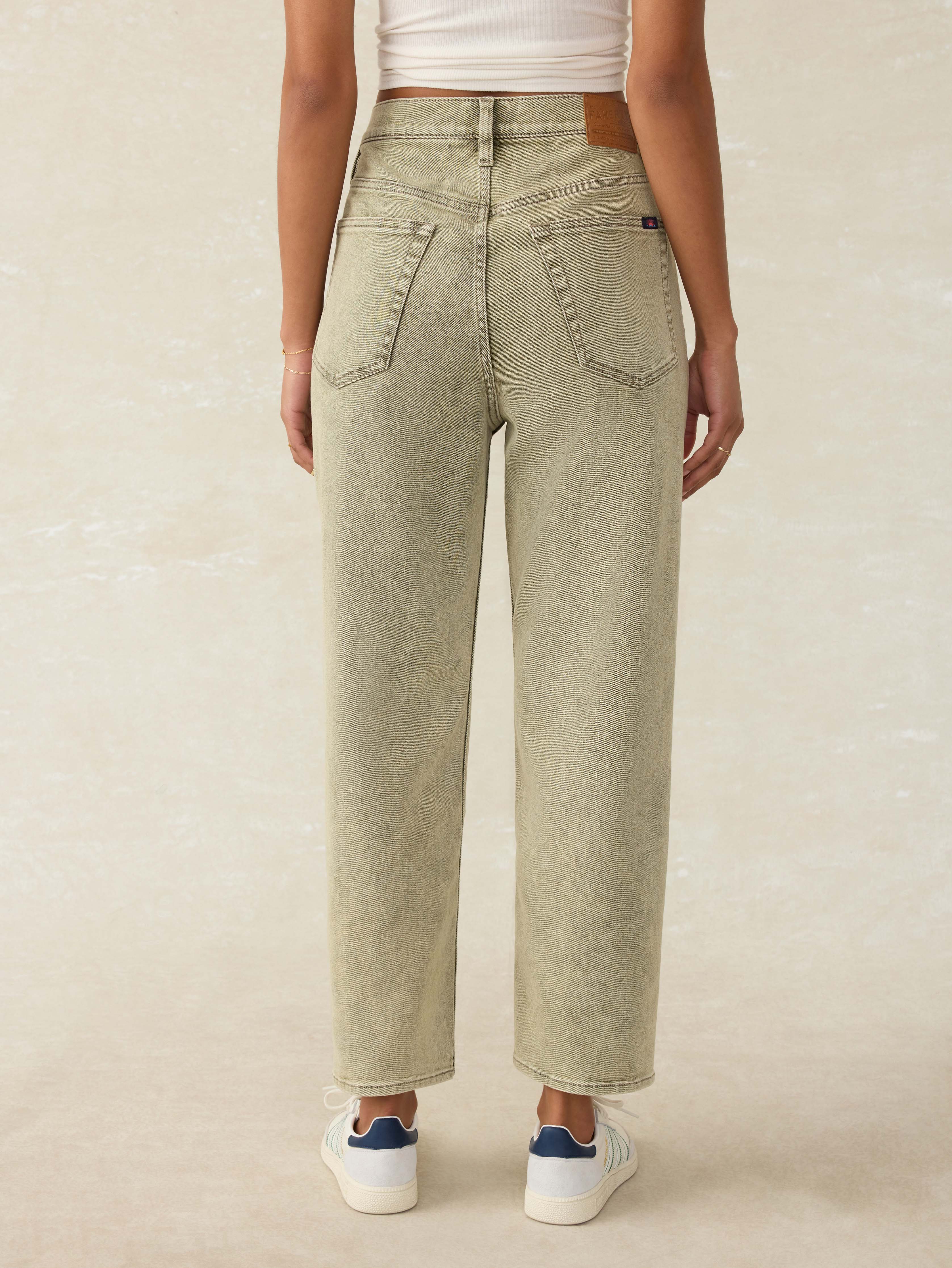 Slim Straight Sunwashed Denim - Olive Haze Wash