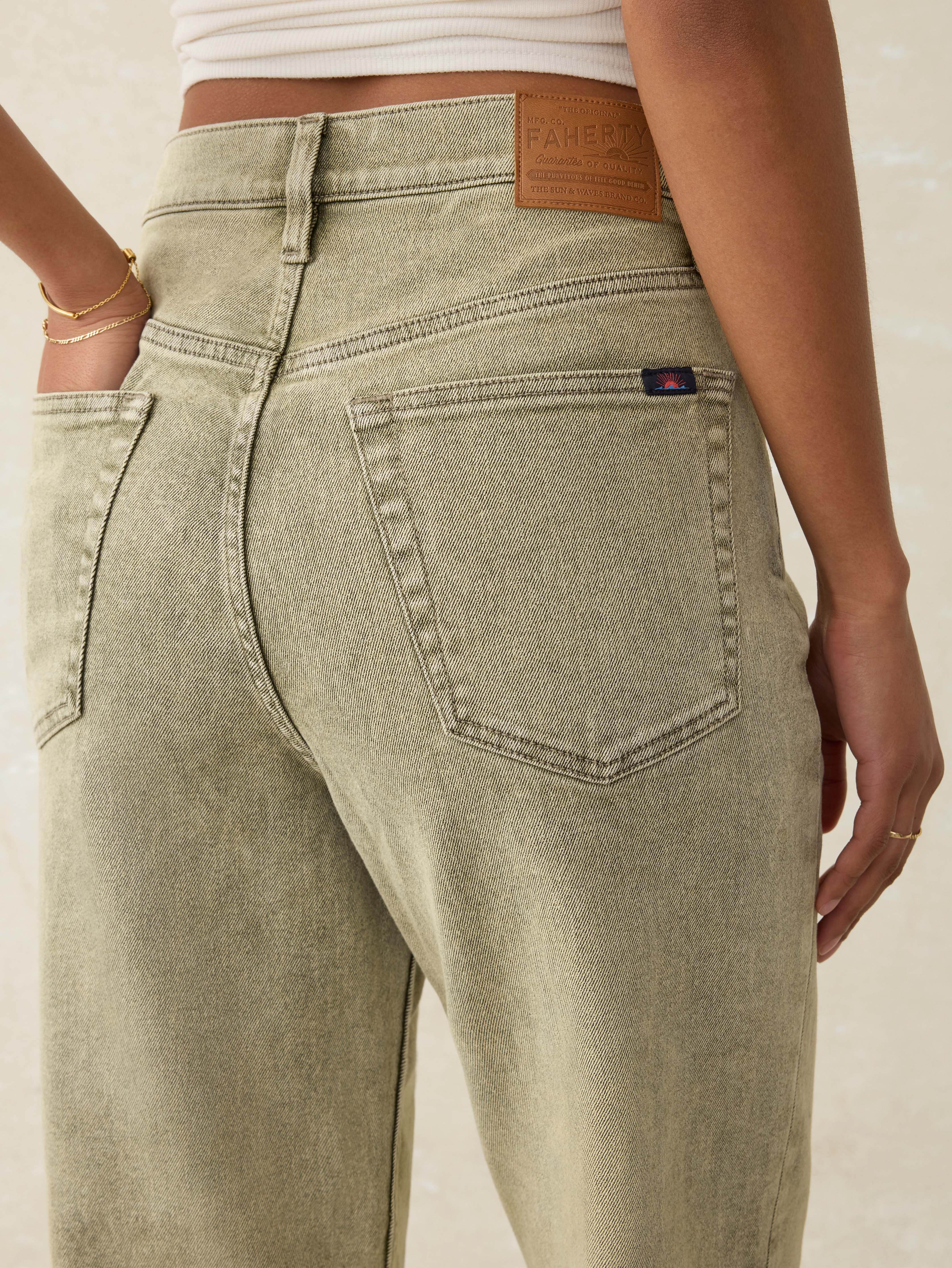Slim Straight Sunwashed Denim - Olive Haze Wash