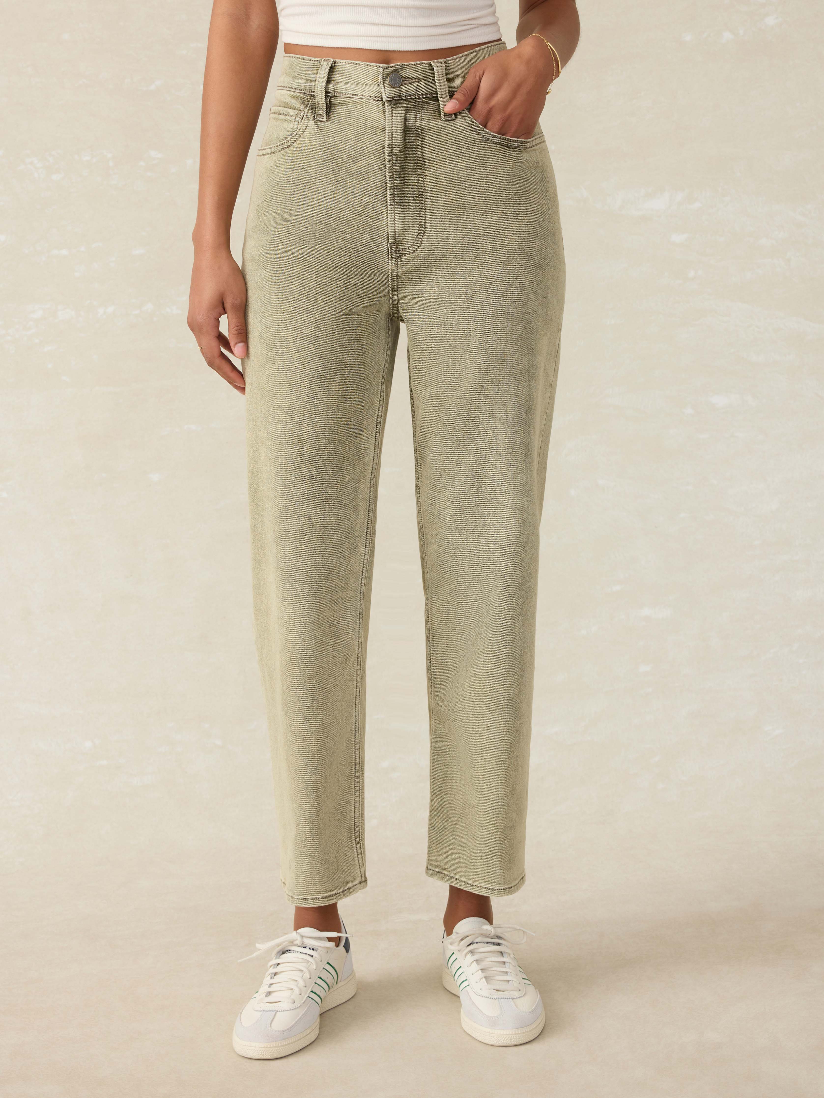 Slim Straight Sunwashed Denim - Olive Haze Wash