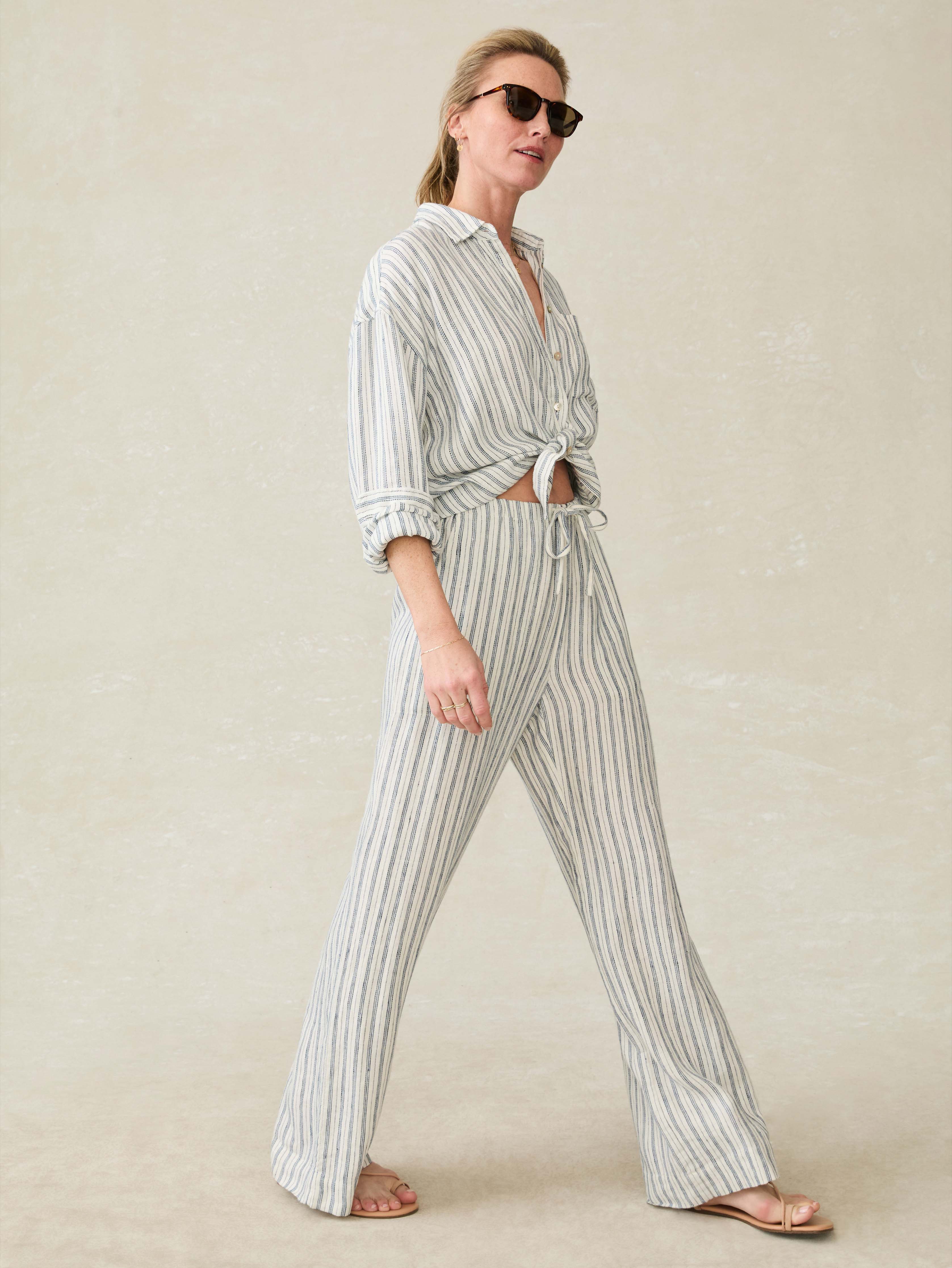 Laidback Linen Pant - Oceanside Stripe