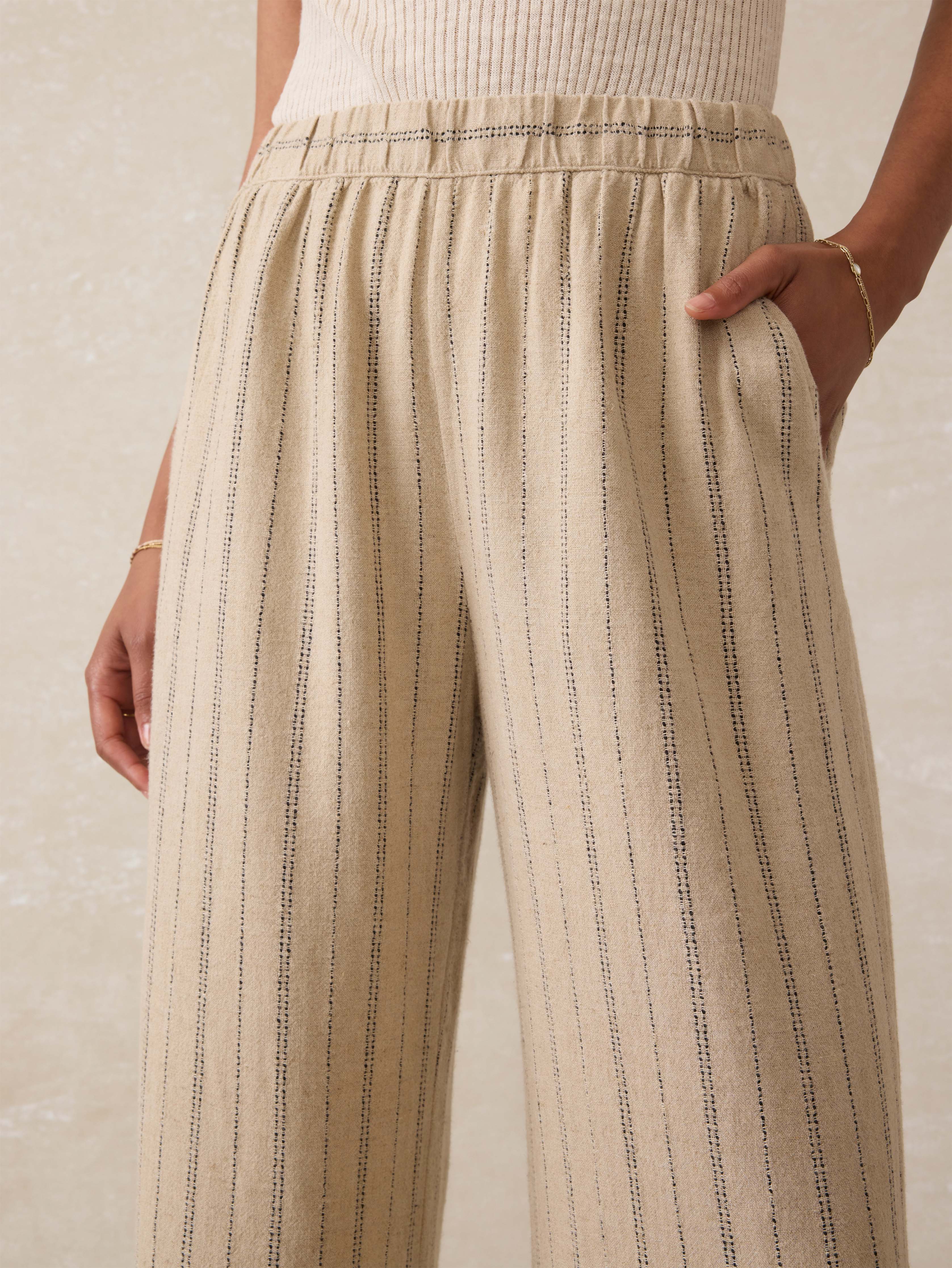 Riviera Linen Pant - Driftwood Stripe