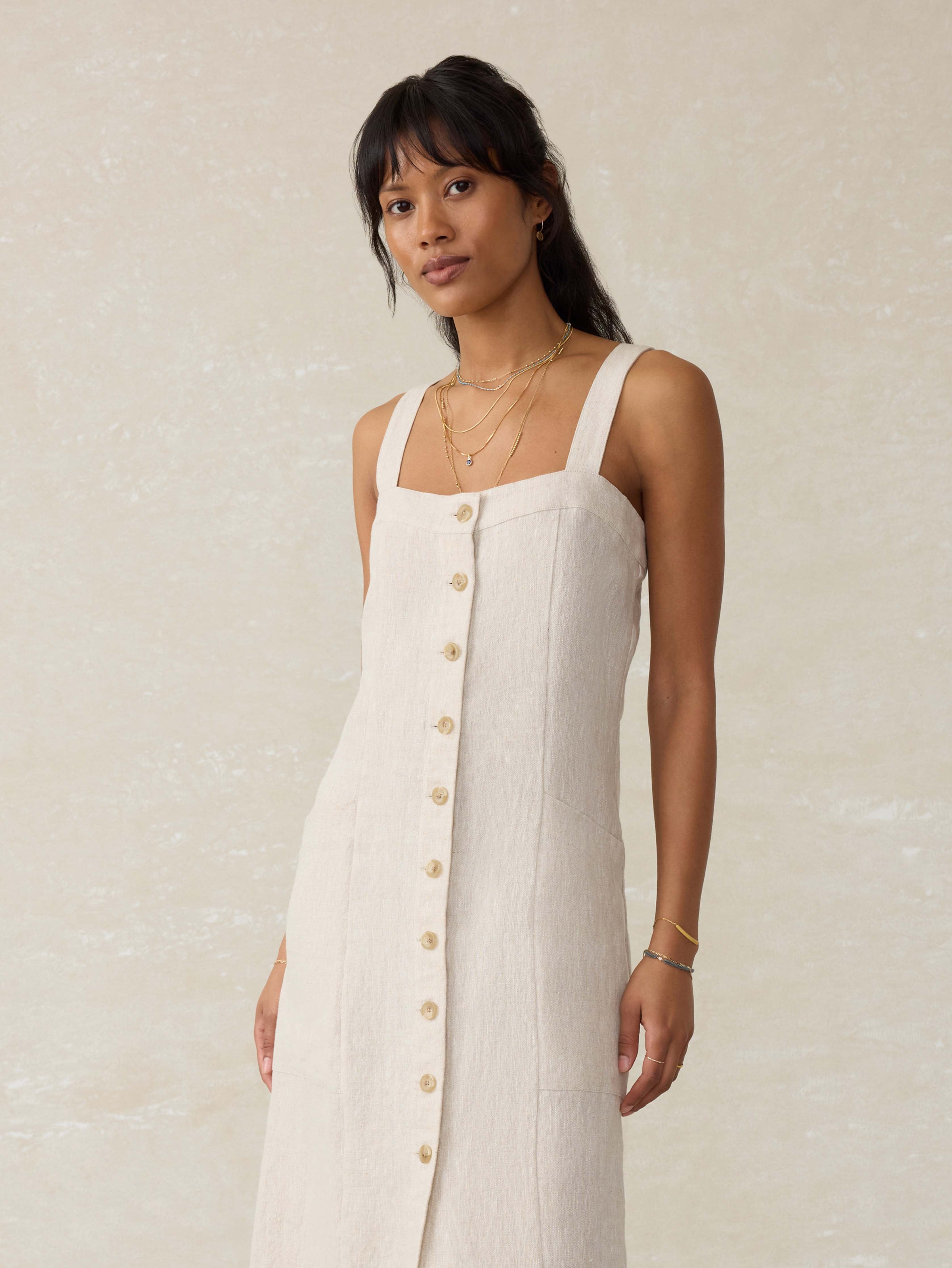 Linen Aurora Dress - Flax