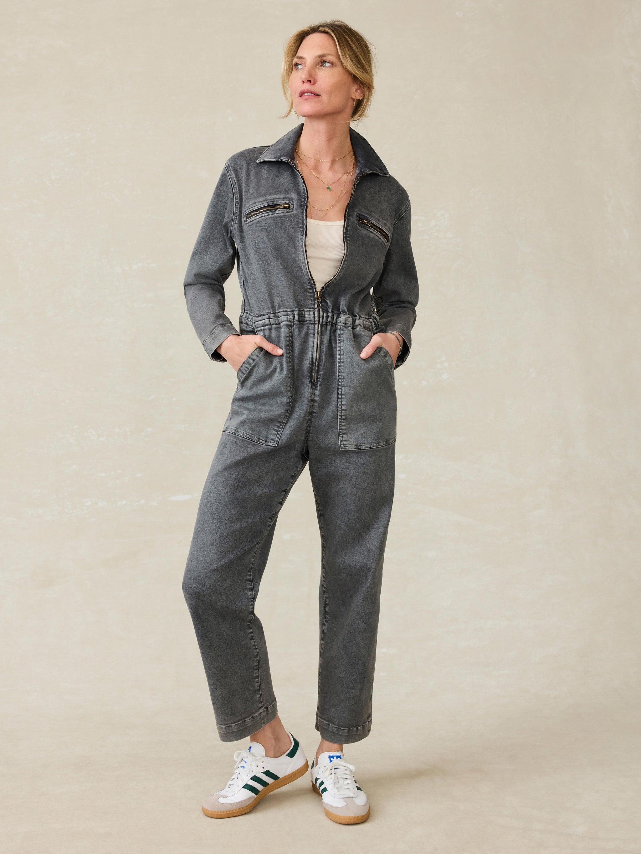 Sunwashed Denim Jumpsuit Washed Black Faherty Brand