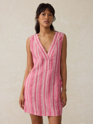 Azure Linen Dress - Granita Stripe