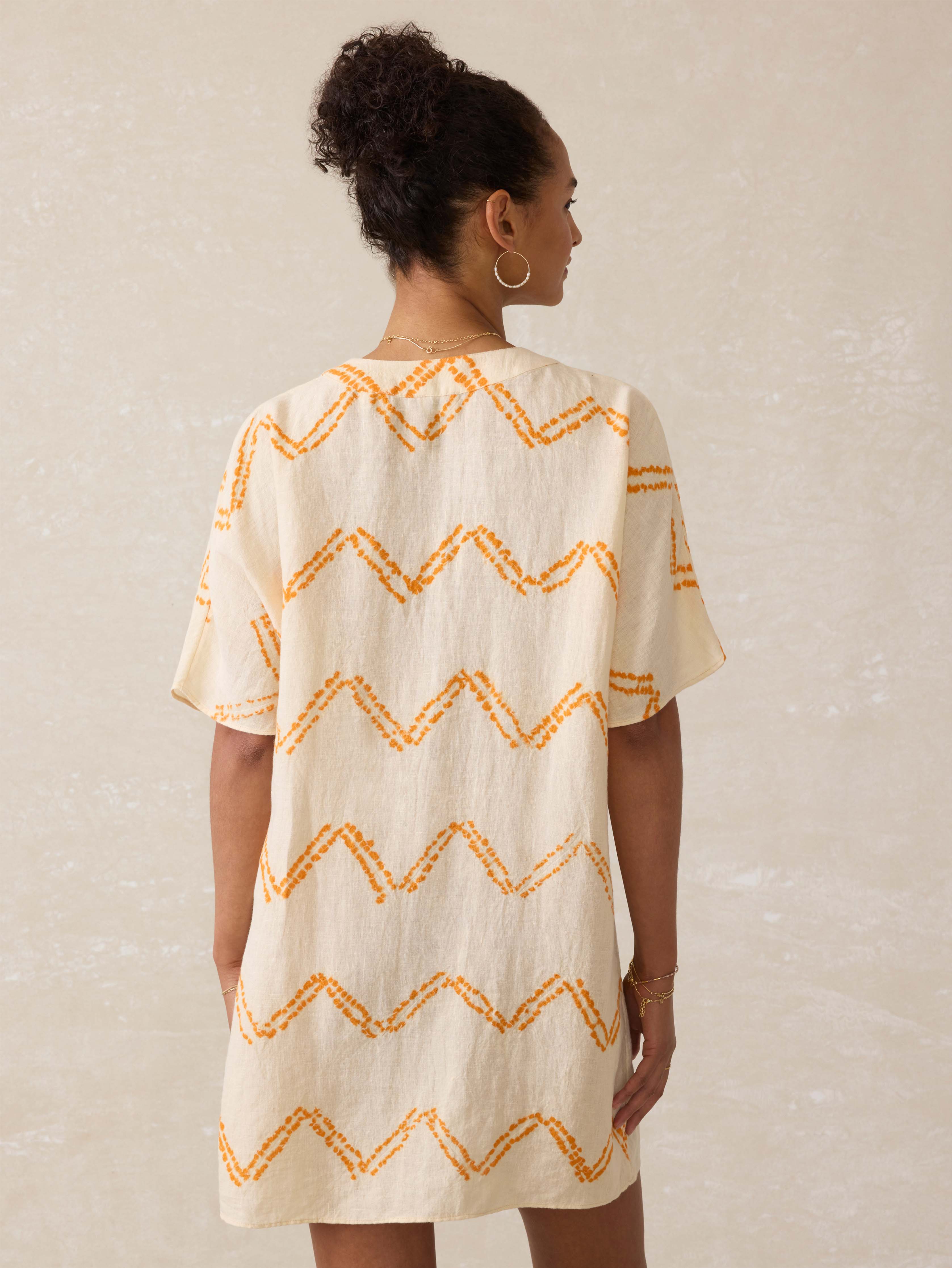Cora Linen Coverup - Chevron Shibori