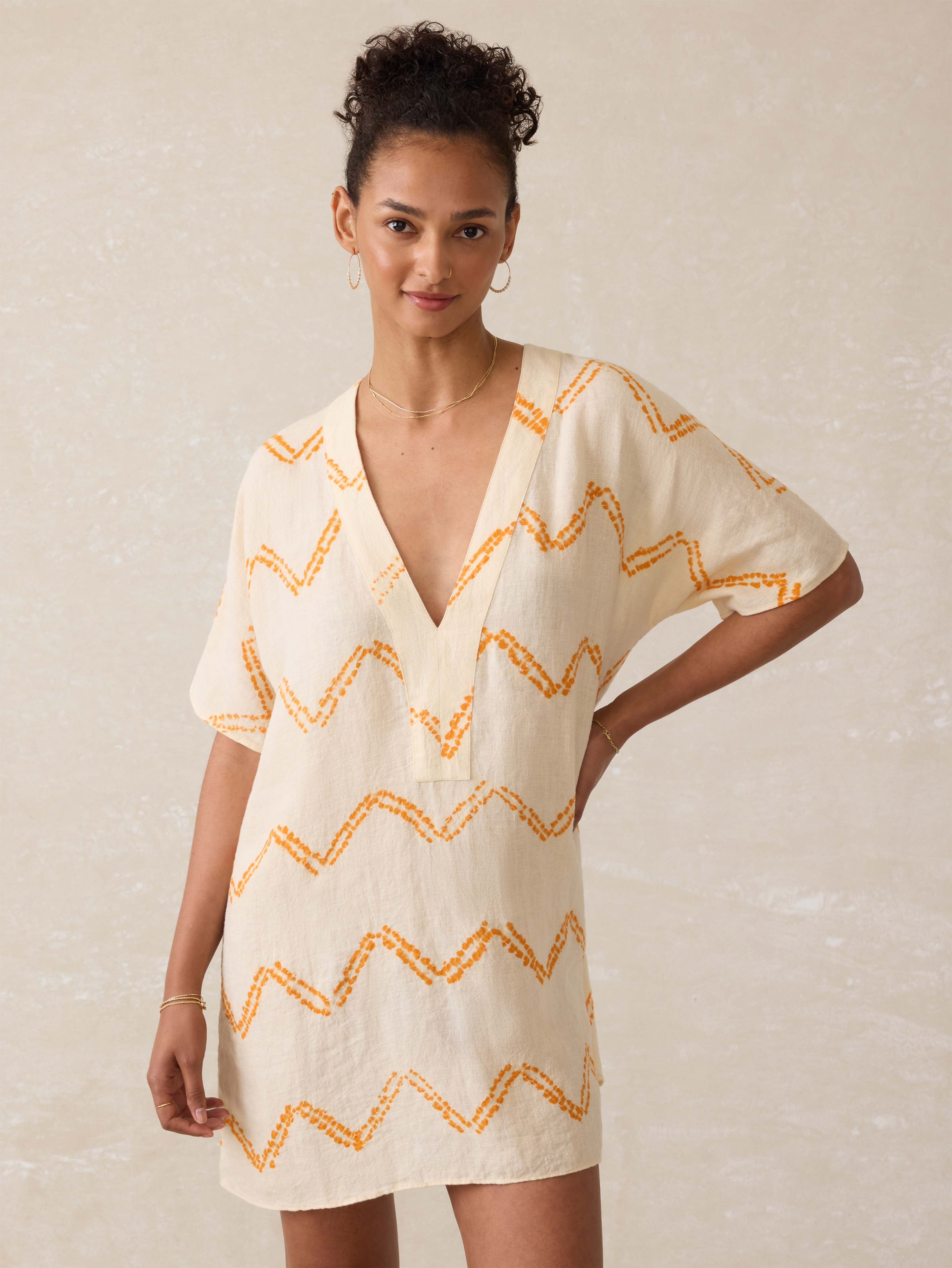 Cora Linen Coverup - Chevron Shibori