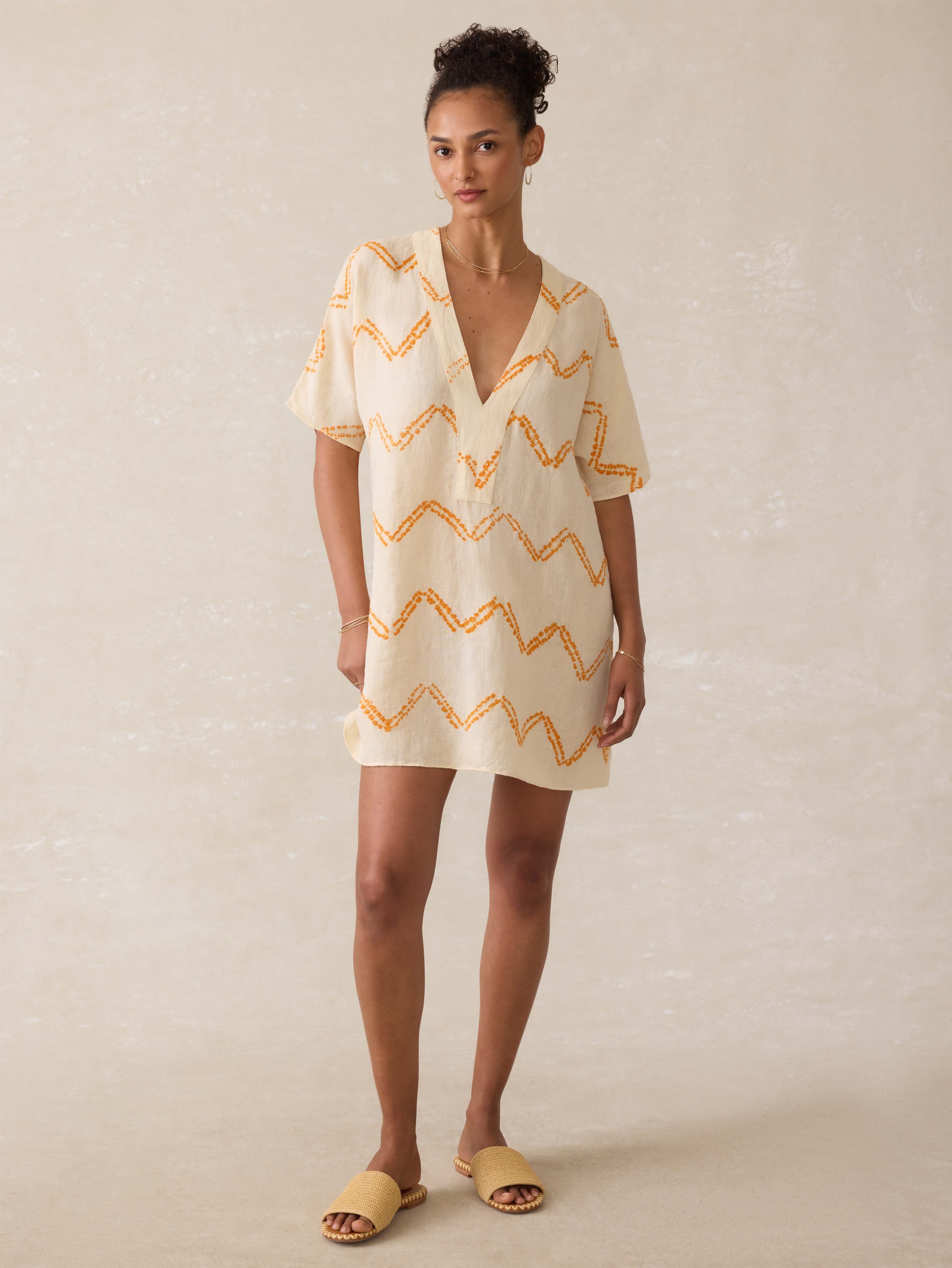 Cora Linen Coverup - Chevron Shibori