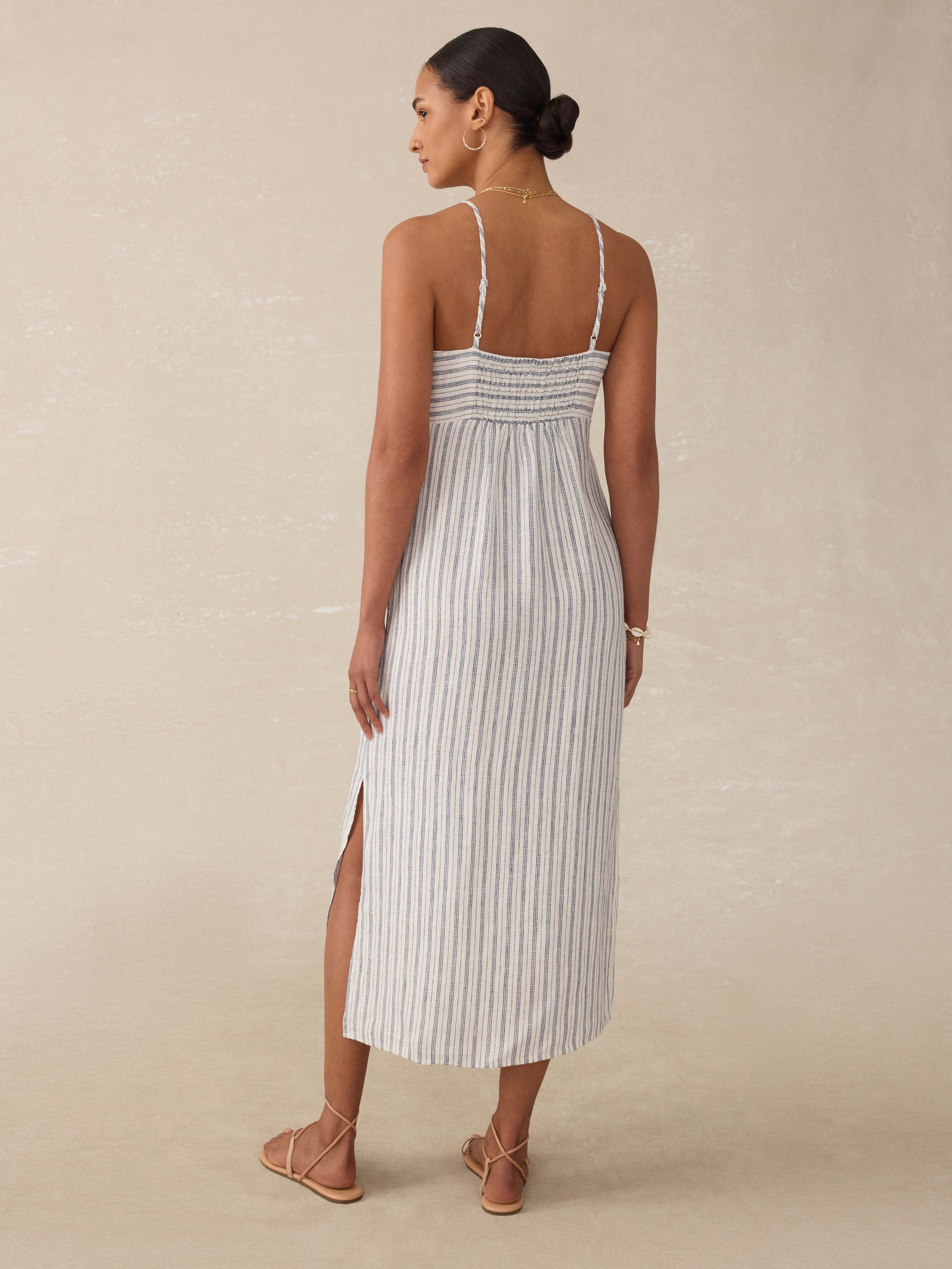Sienna Linen Sun Dress - Oceanside Stripe