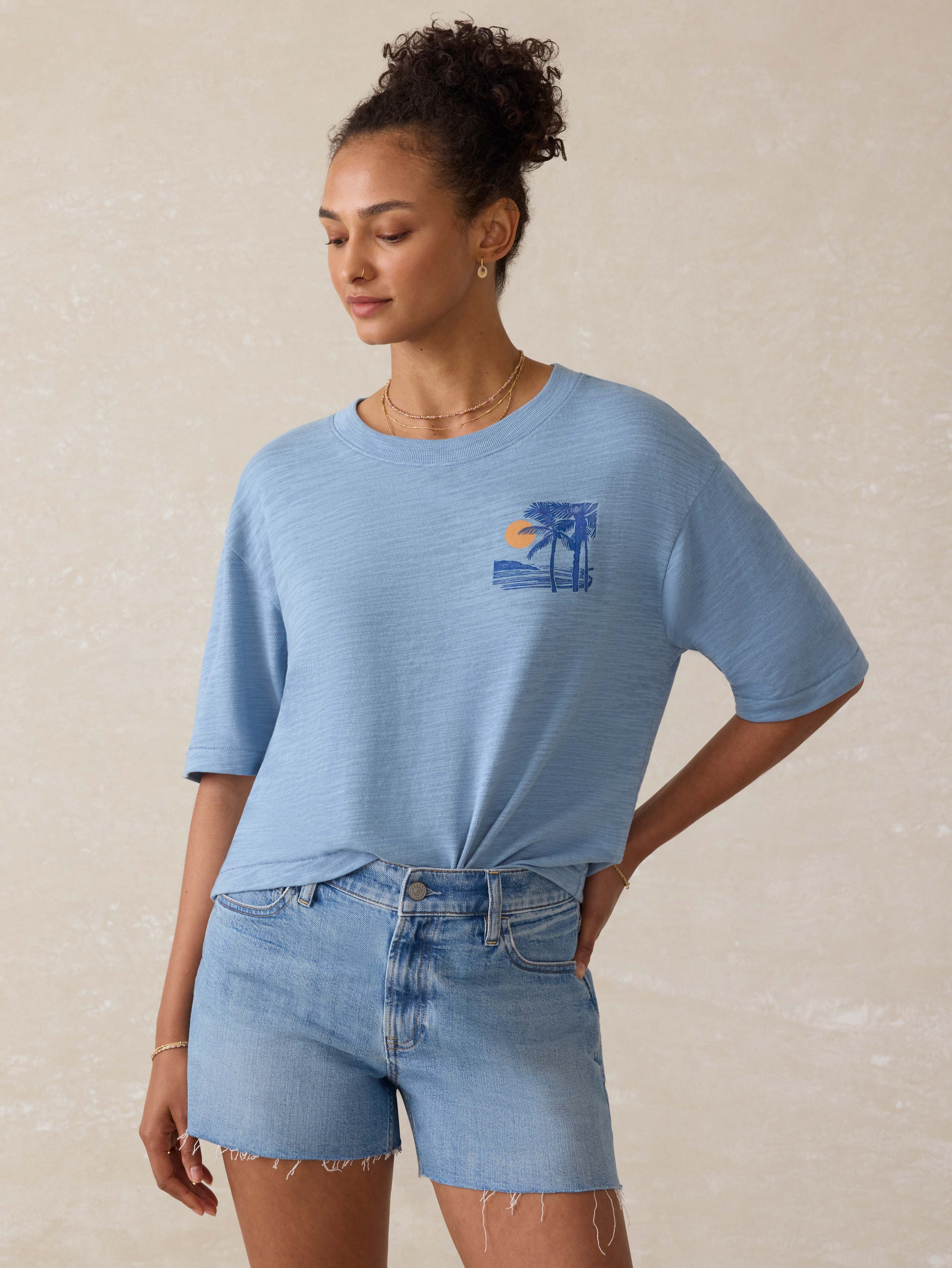 Sunwashed Slub Vintage Tee - Dusty Blue