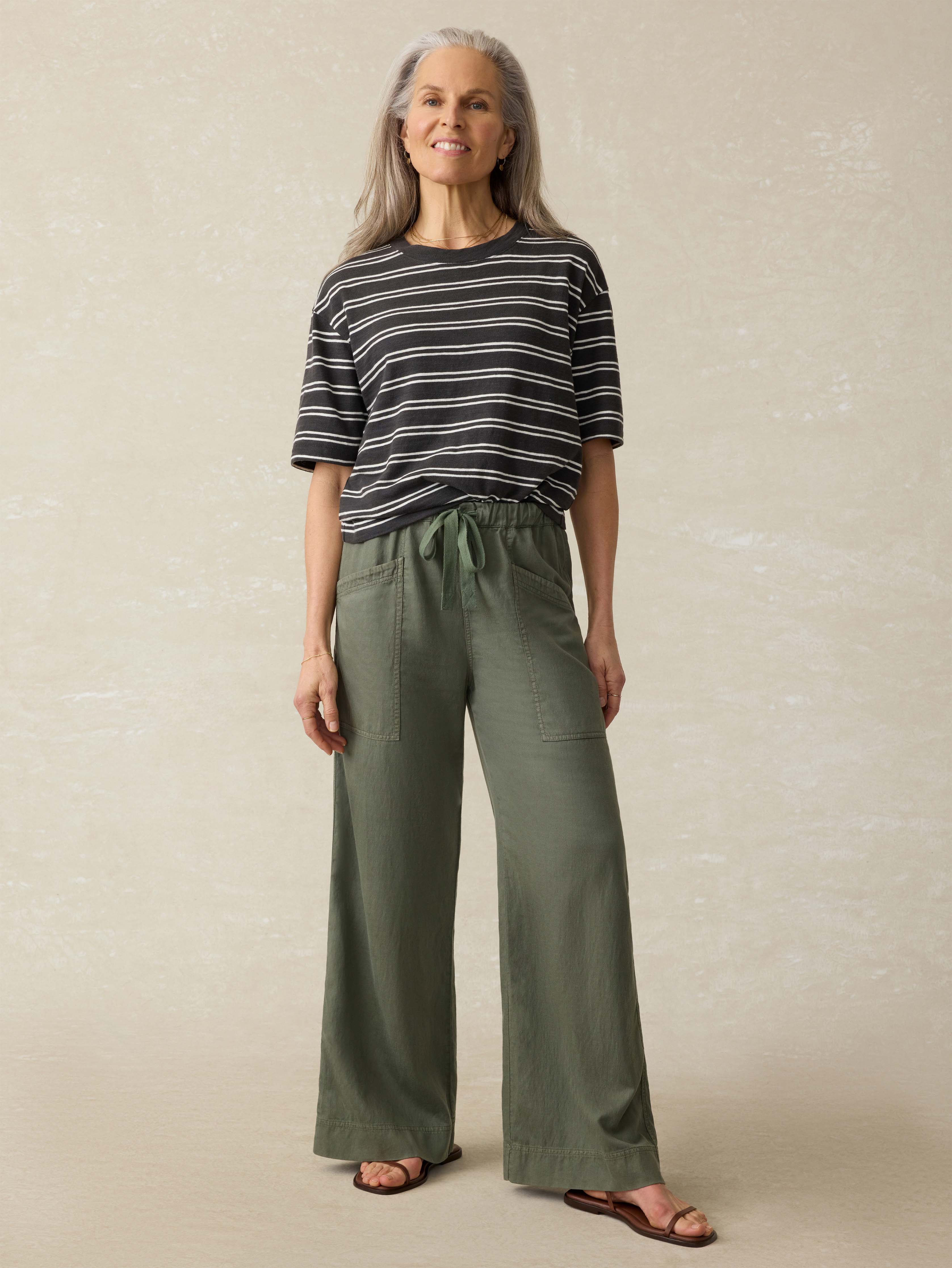 Organic Cotton Sunwashed Slub Vintage Tee - Phantom Highland Stripe