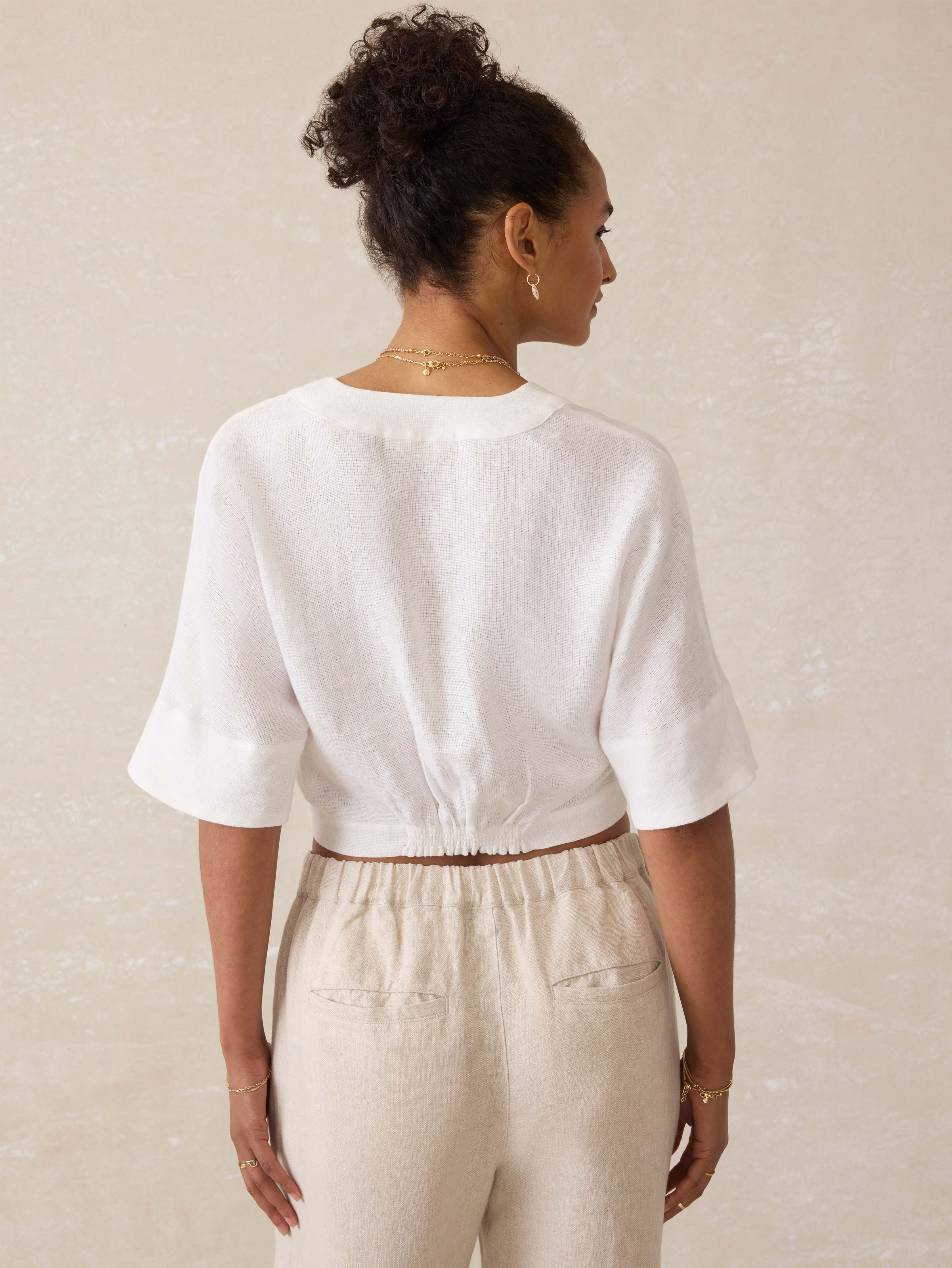 Palma Linen Avery Top - White