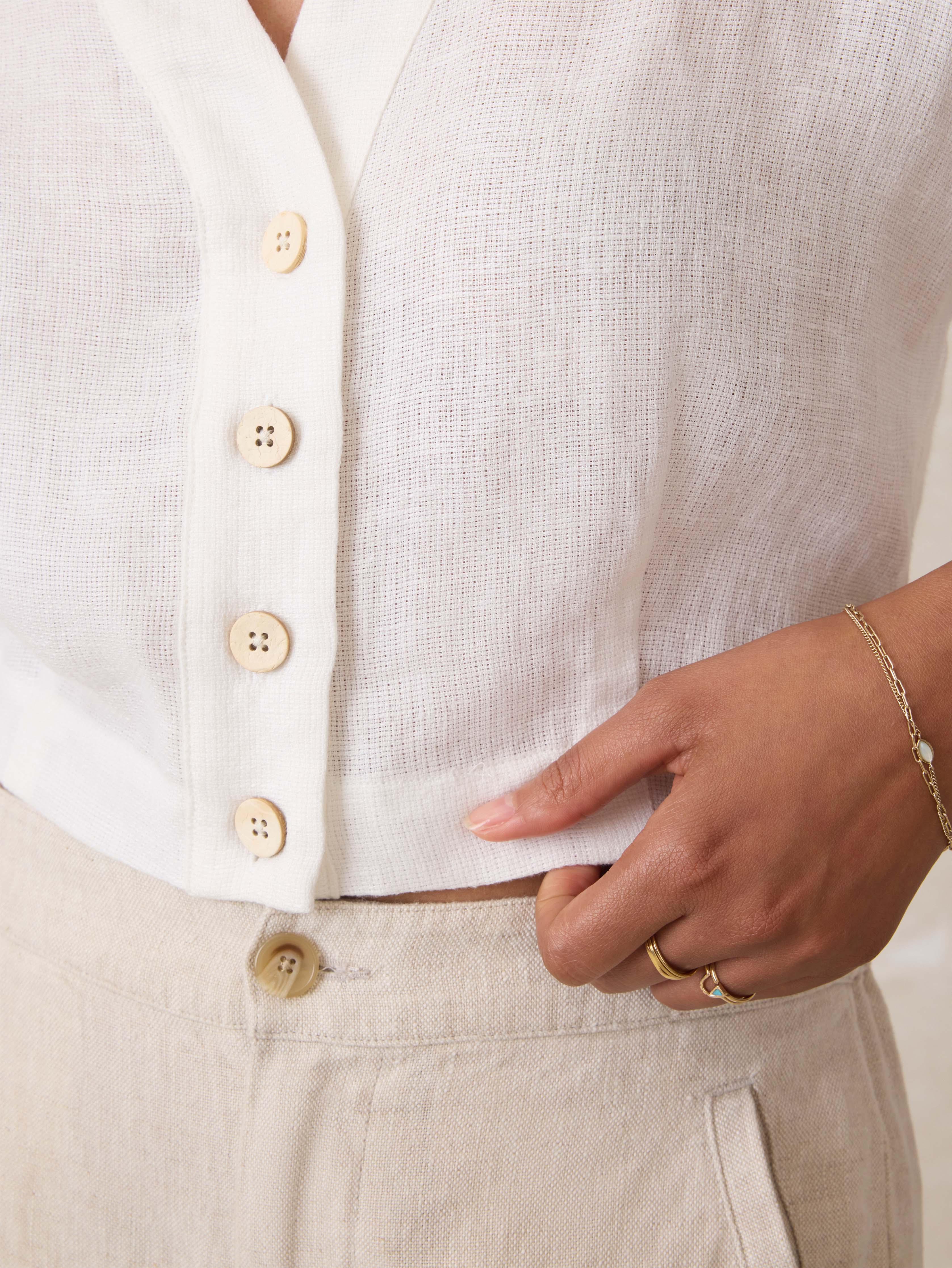 Palma Linen Avery Top - White