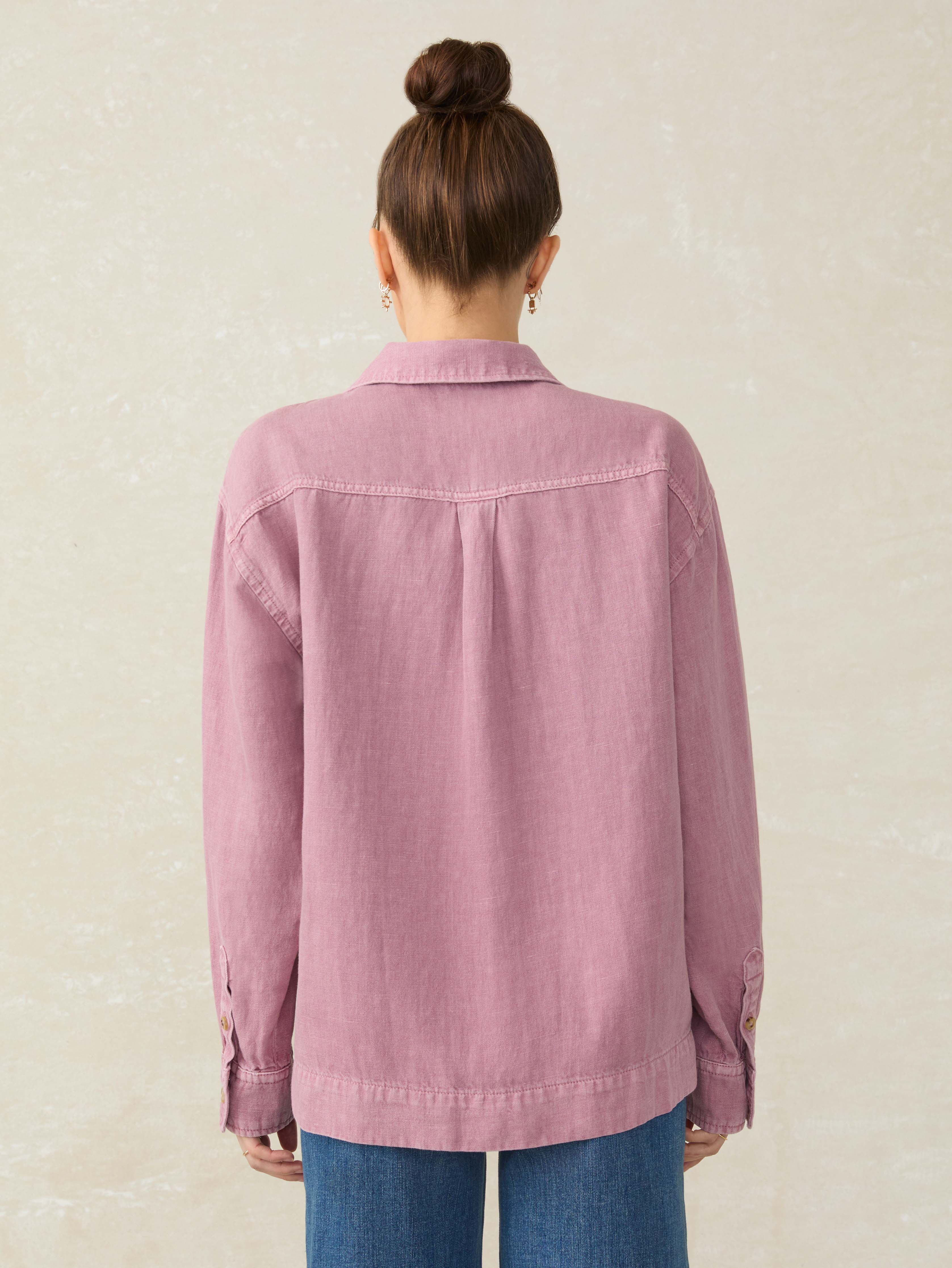 Linen Denim Sail Away Blouse - Weathered Orchid