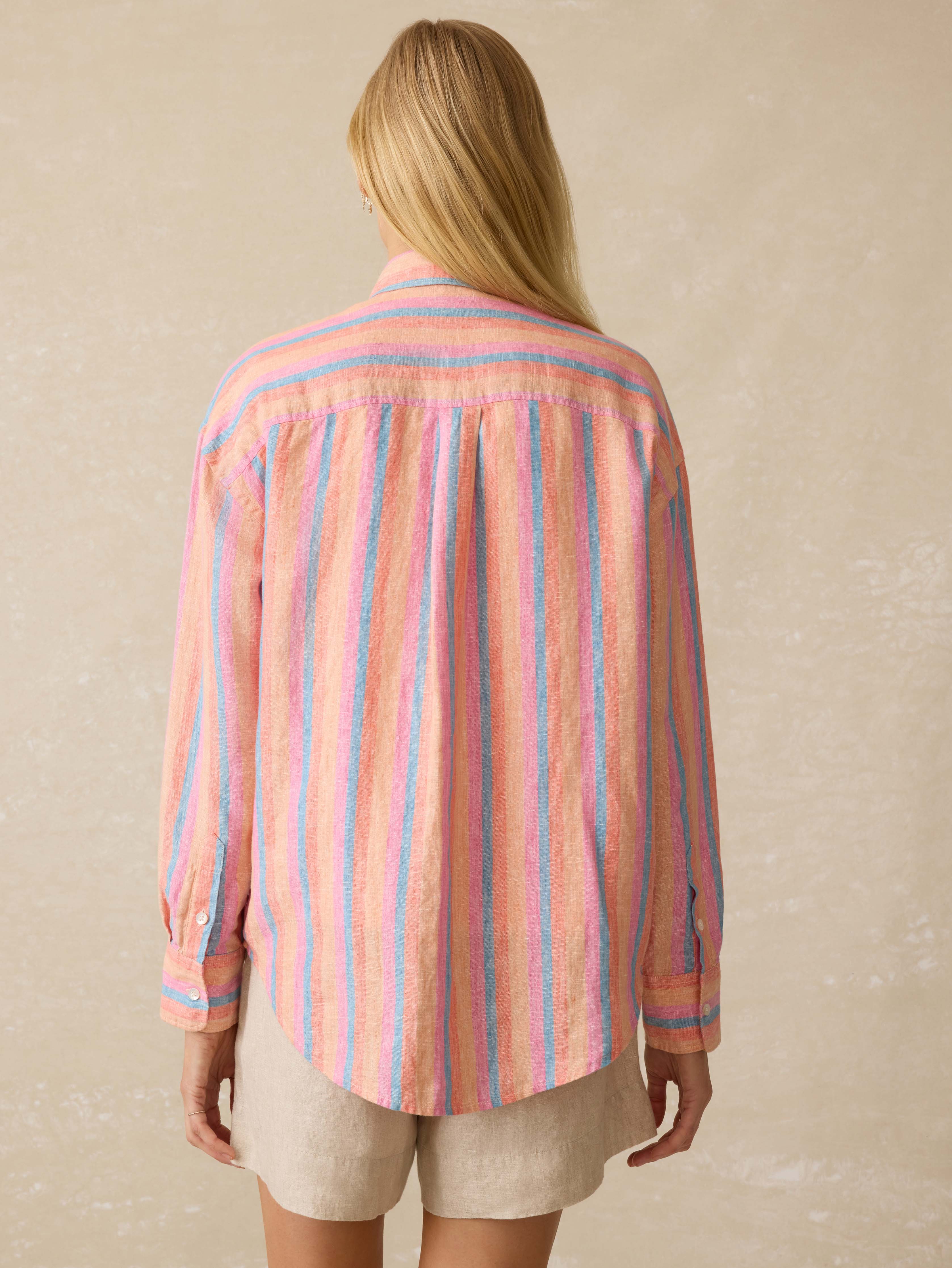 Laguna Linen Relaxed Shirt - Cabana Multi Stripe