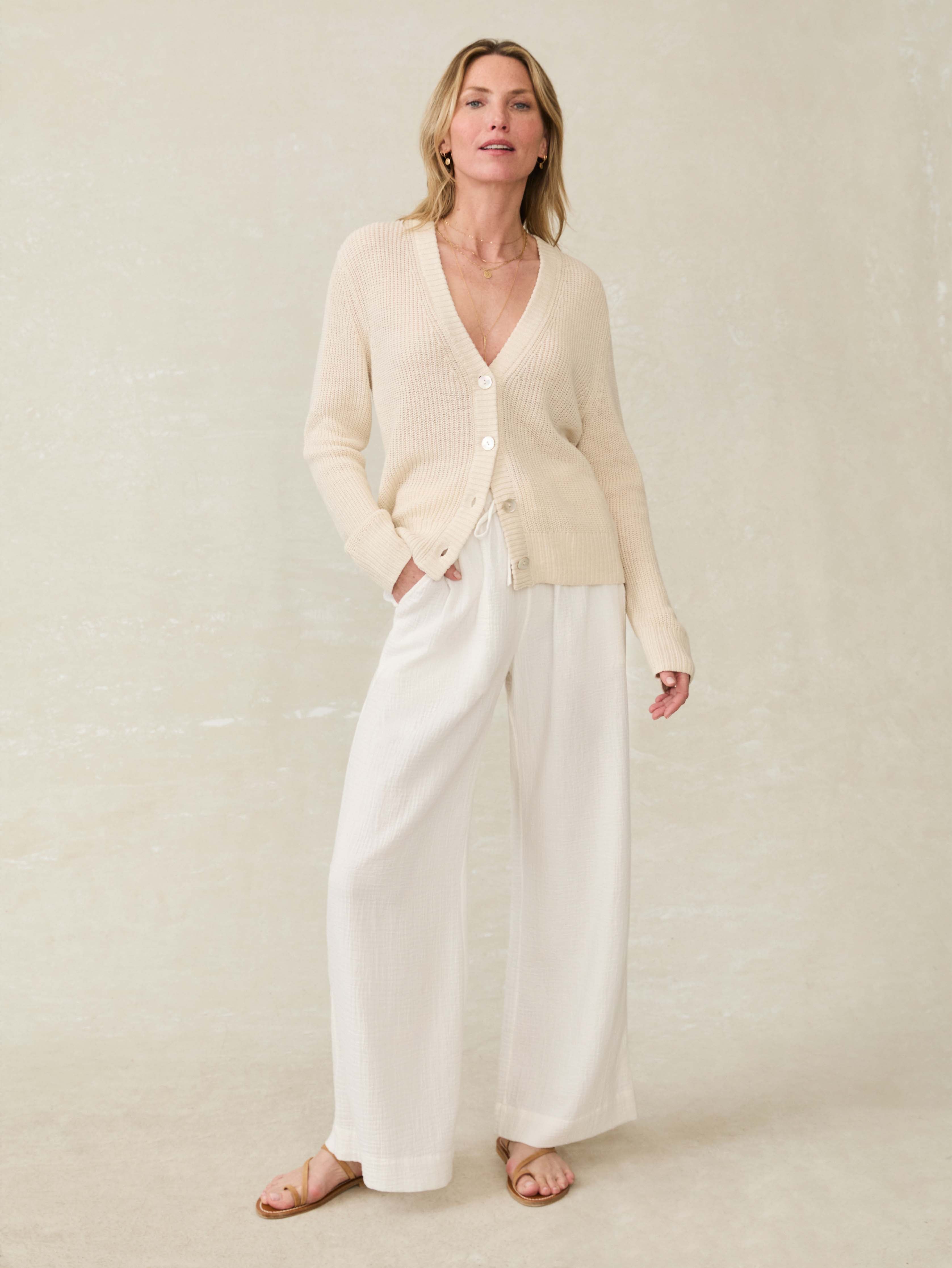 Miramar Linen Cardigan - Summer Sand
