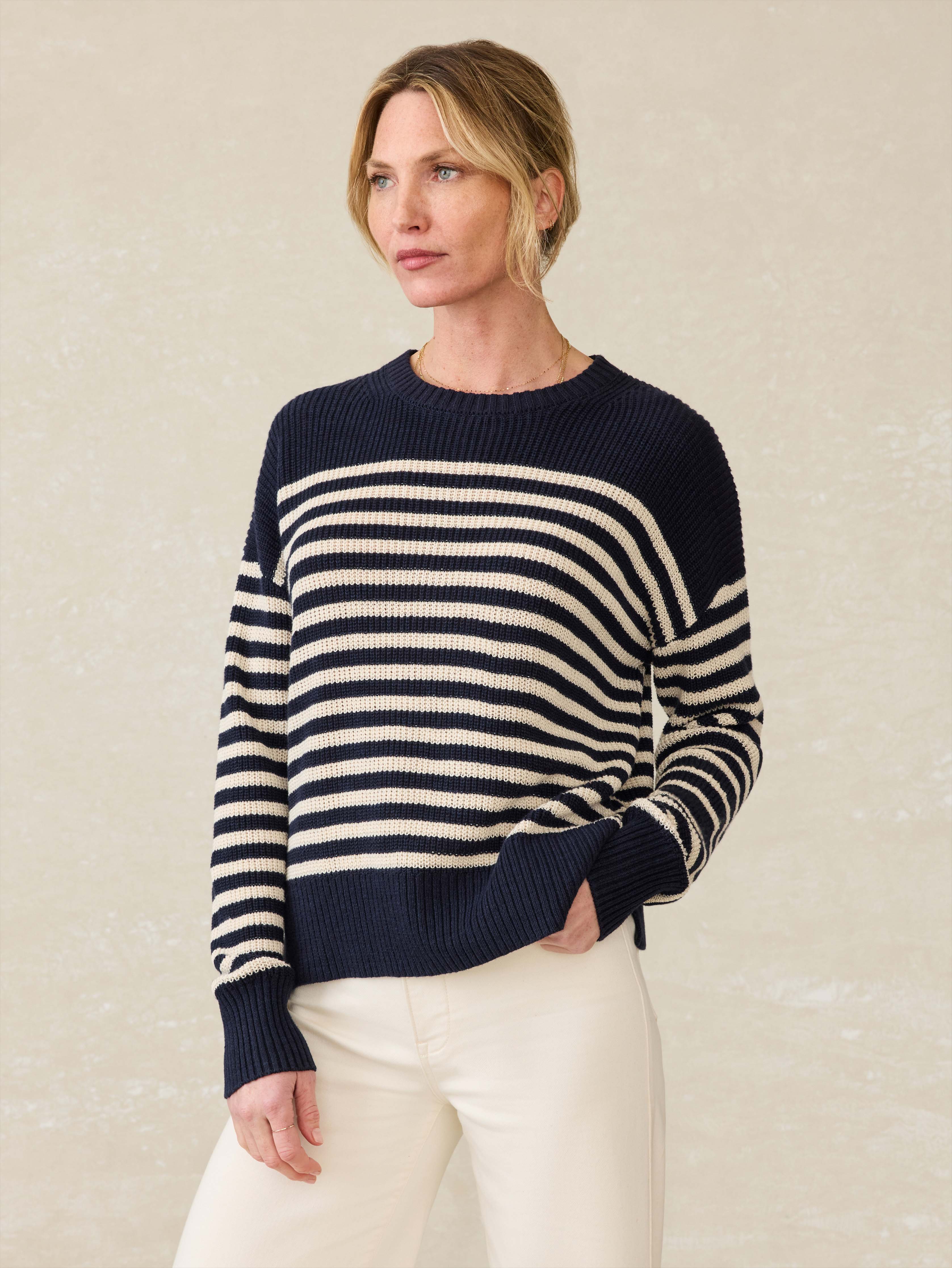 Miramar Linen Crewneck - Lighthouse Point