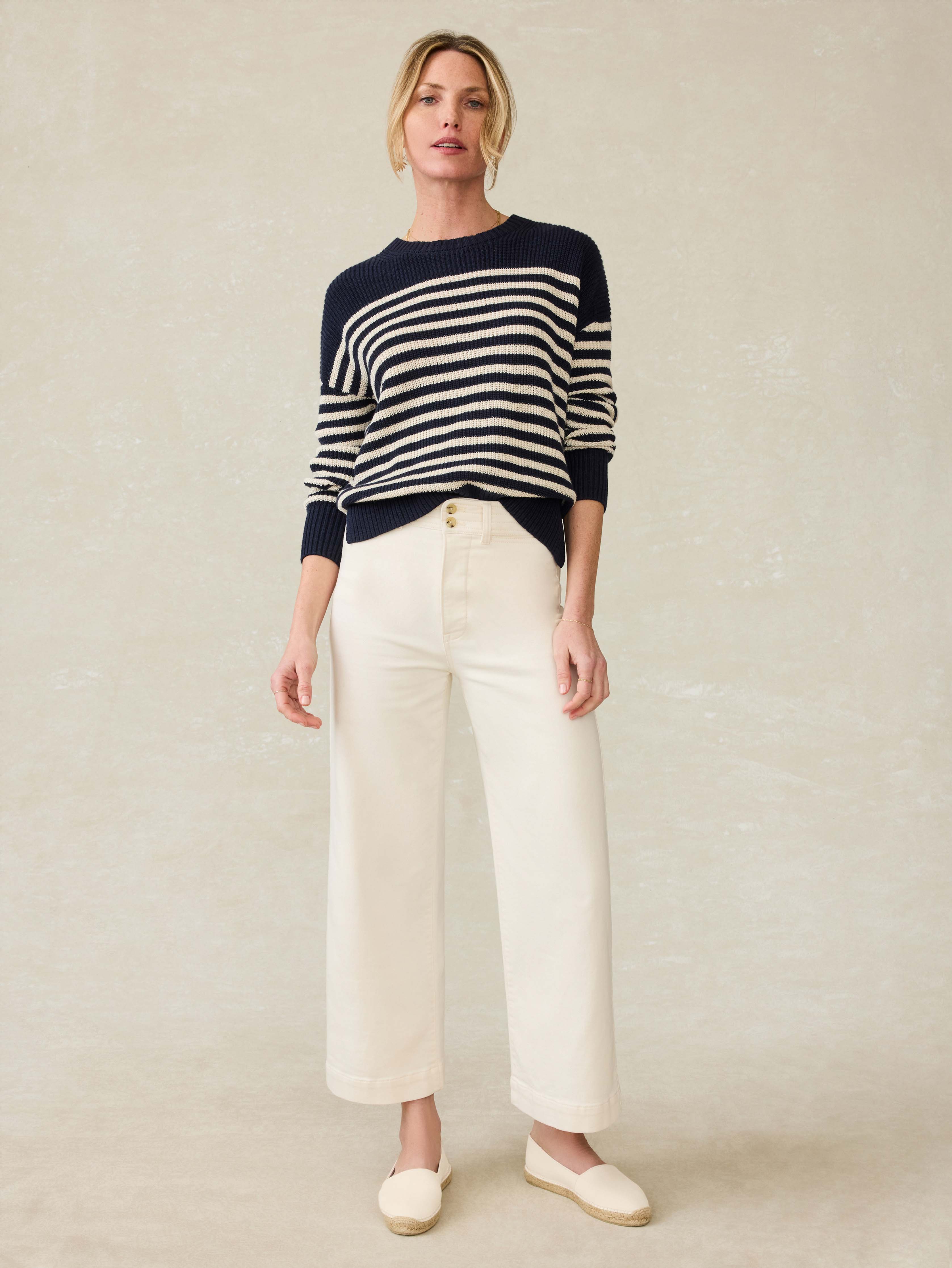 Miramar Linen Crewneck - Lighthouse Point