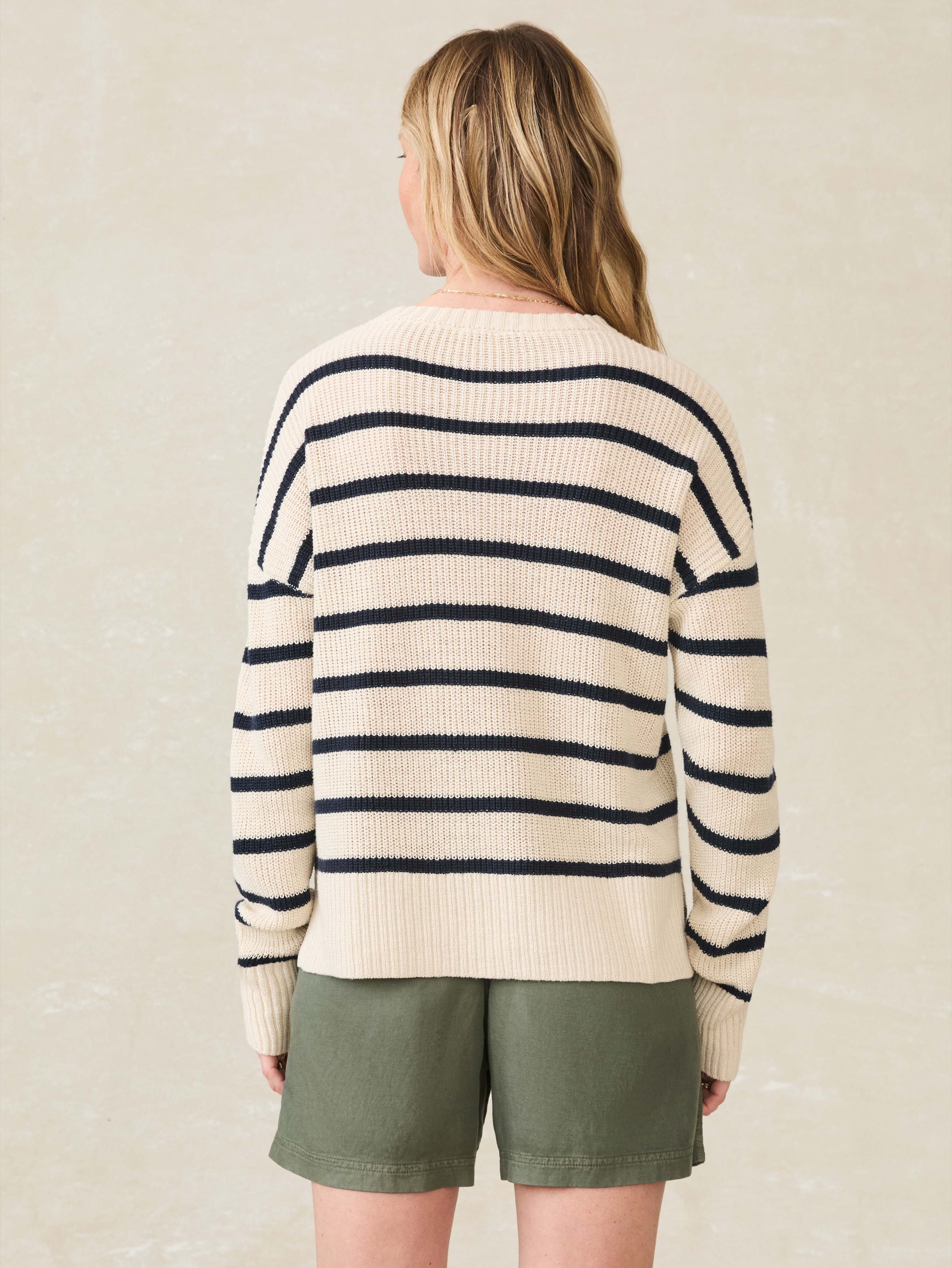 Miramar Linen Crewneck - Montauk Stripe