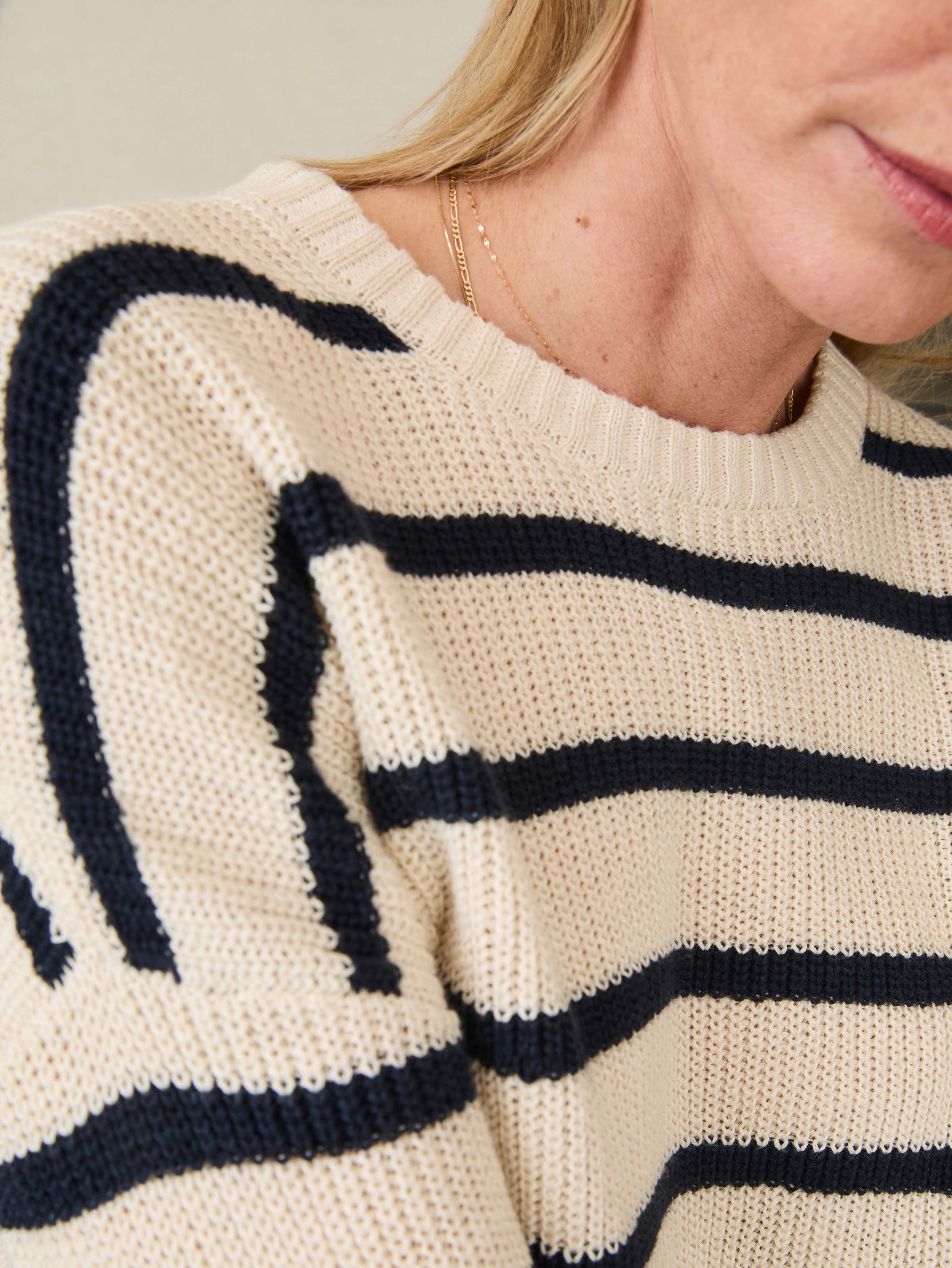 Miramar Linen Crewneck - Montauk Stripe