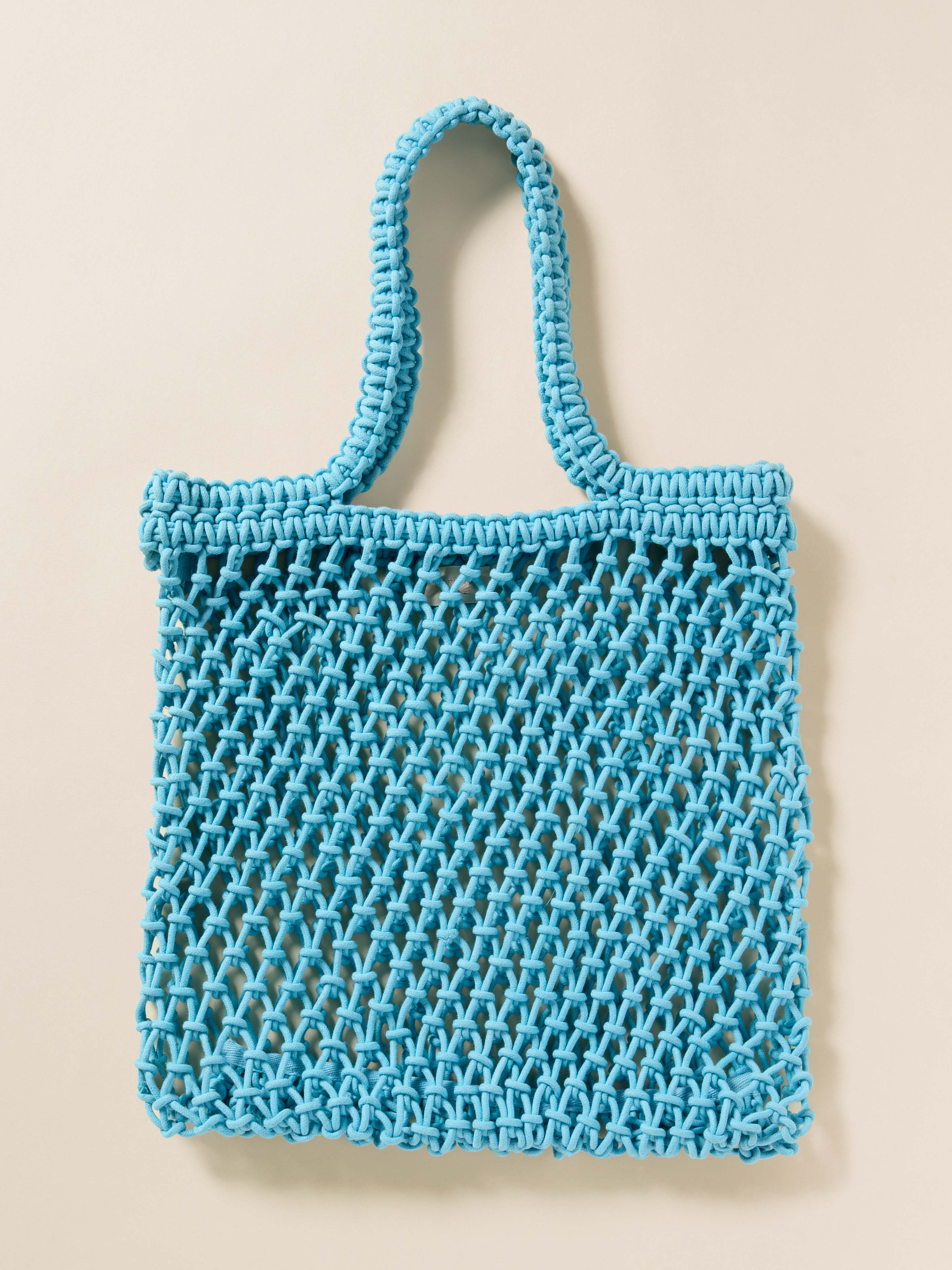 Sunwashed Macrame Tote - Aqua