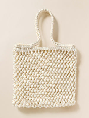 Sunwashed Macrame Tote - Cream