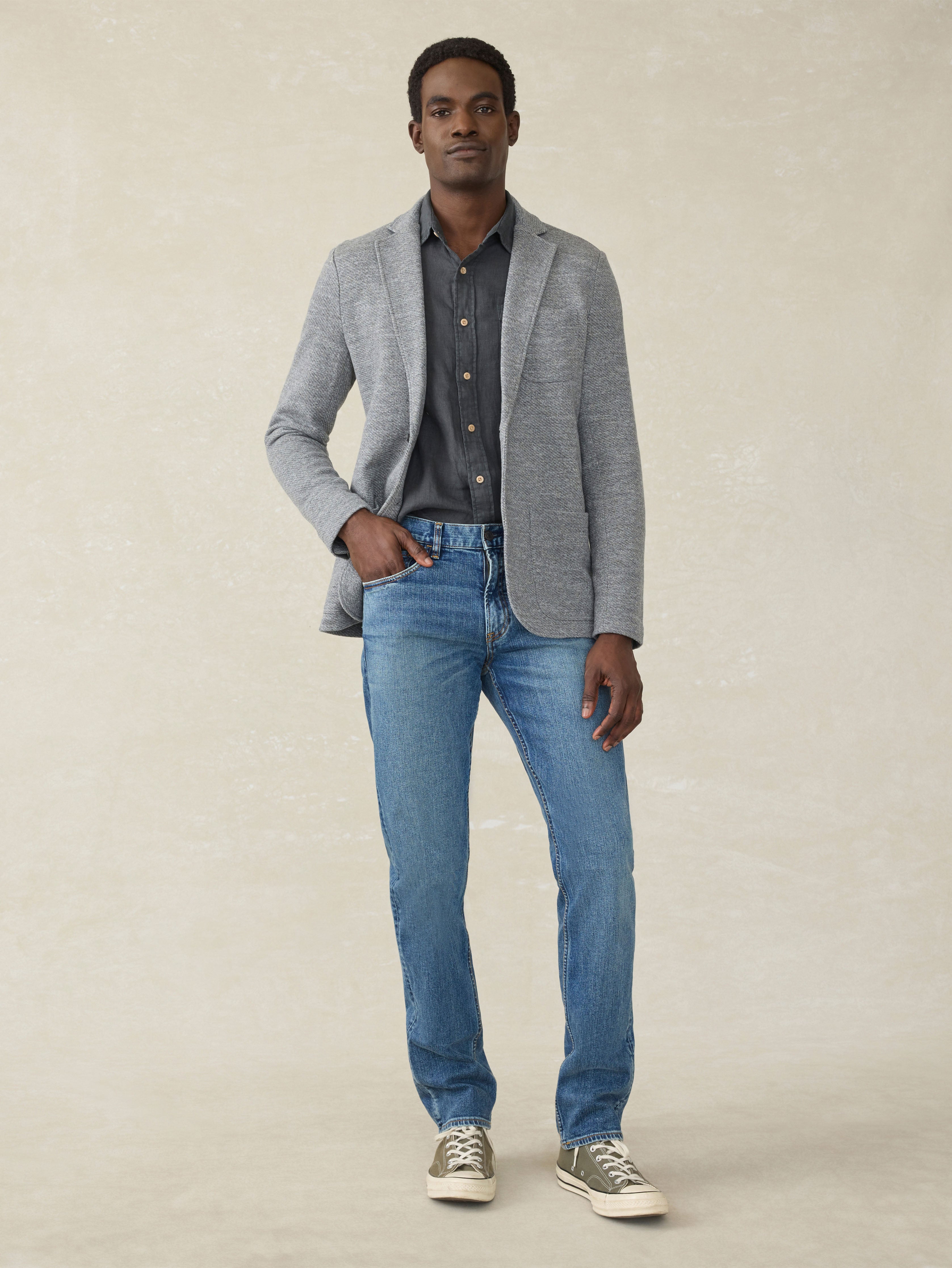 Inlet Knit Blazer - Medium Grey Melange