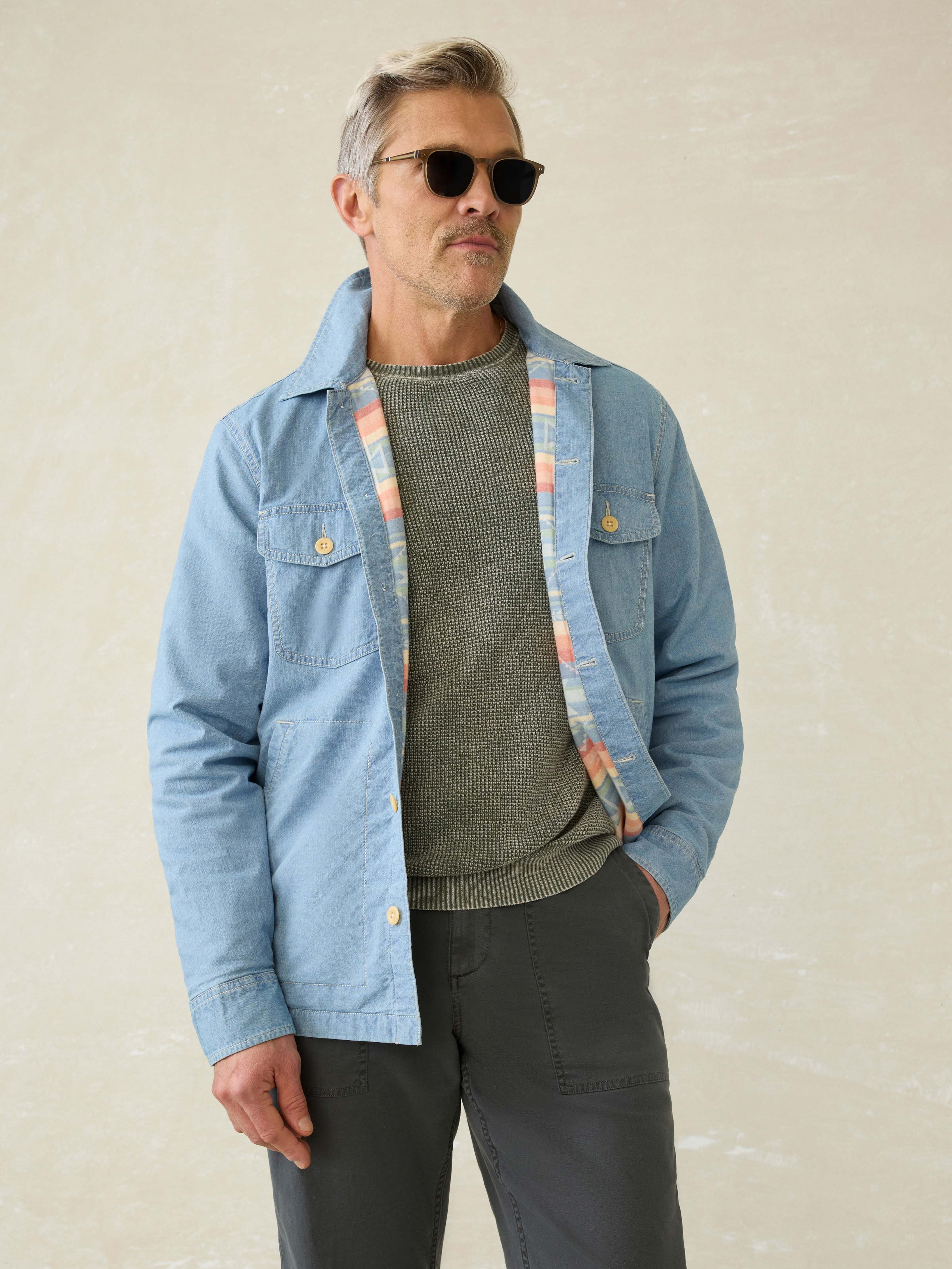 Doug Good Feather Indigo Herringbone Shirt Jacket - Blue Haven Wash