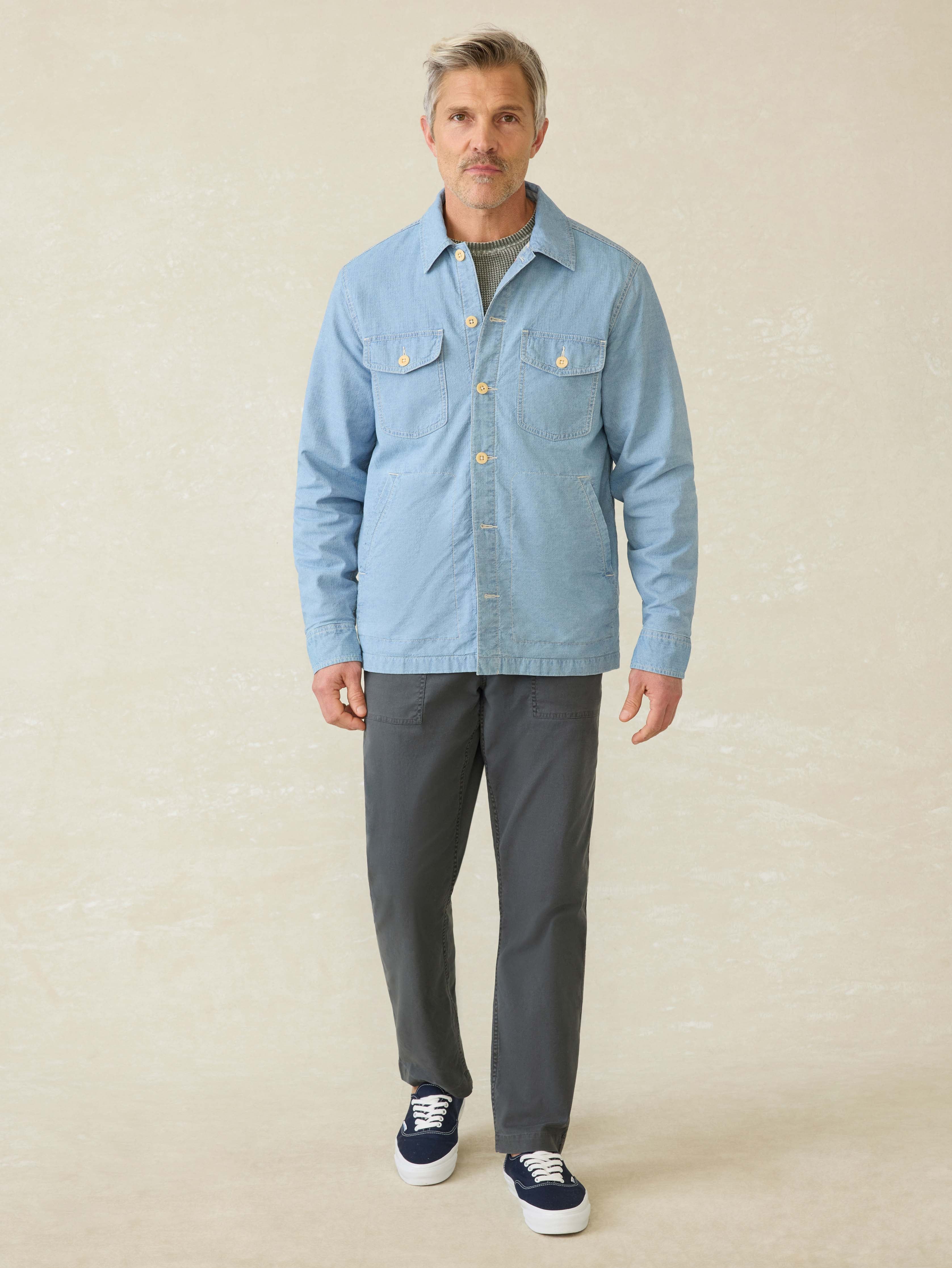 Doug Good Feather Indigo Herringbone Shirt Jacket - Blue Haven Wash