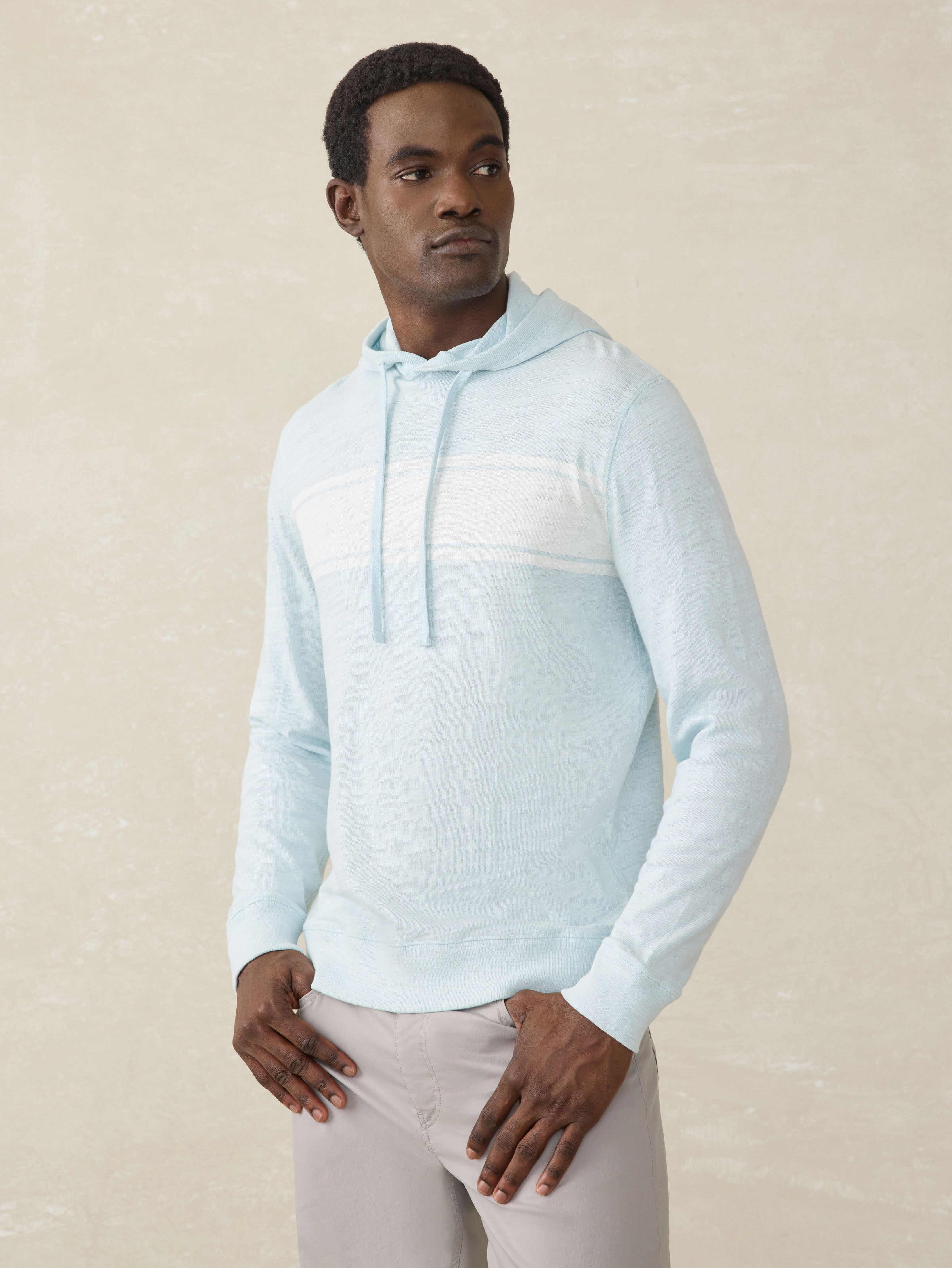 Sunwashed Midweight Organic Hoodie - Sky Surf Stripe