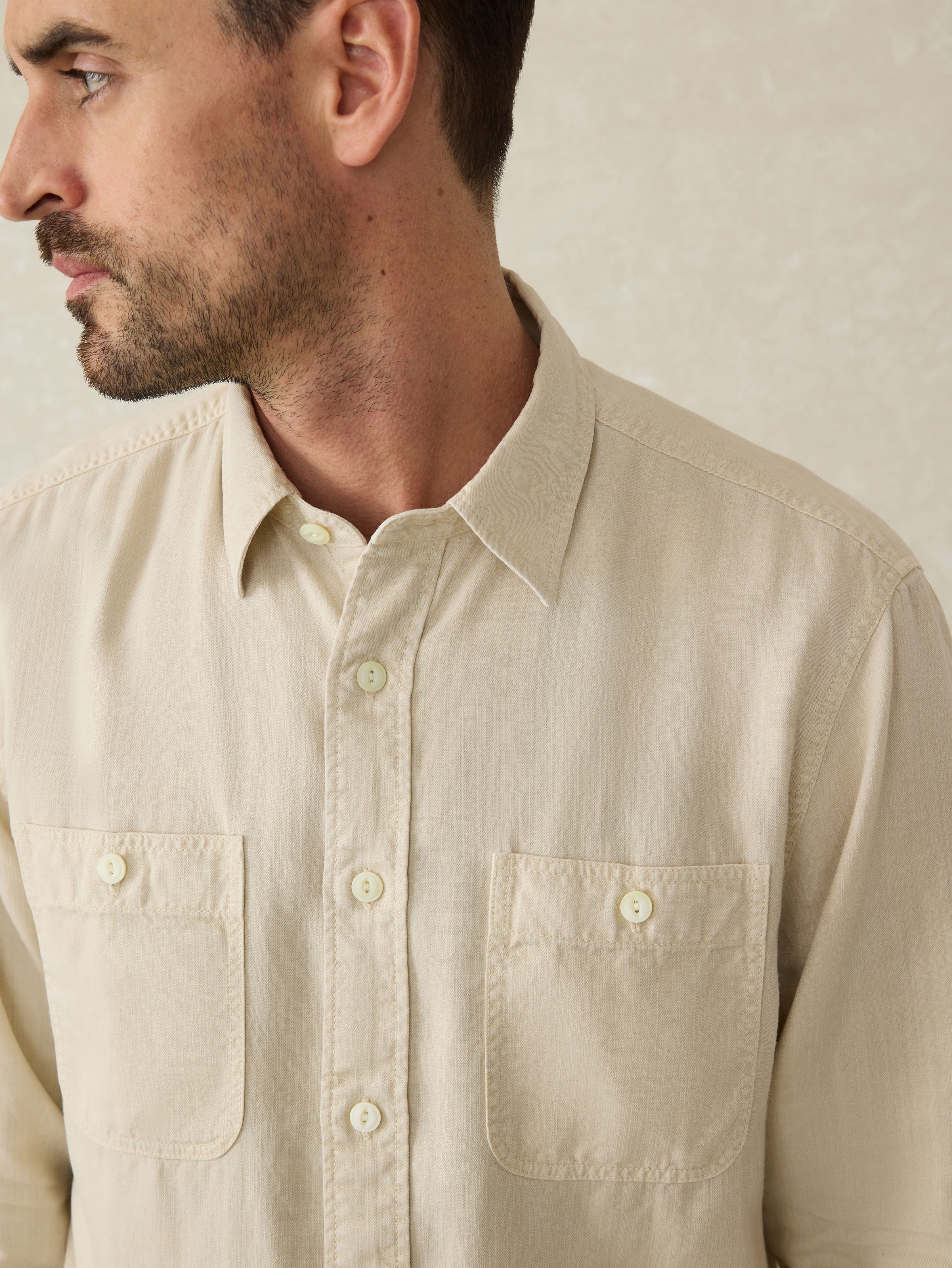Tried & True Chambray Workshirt - Coastal Cream