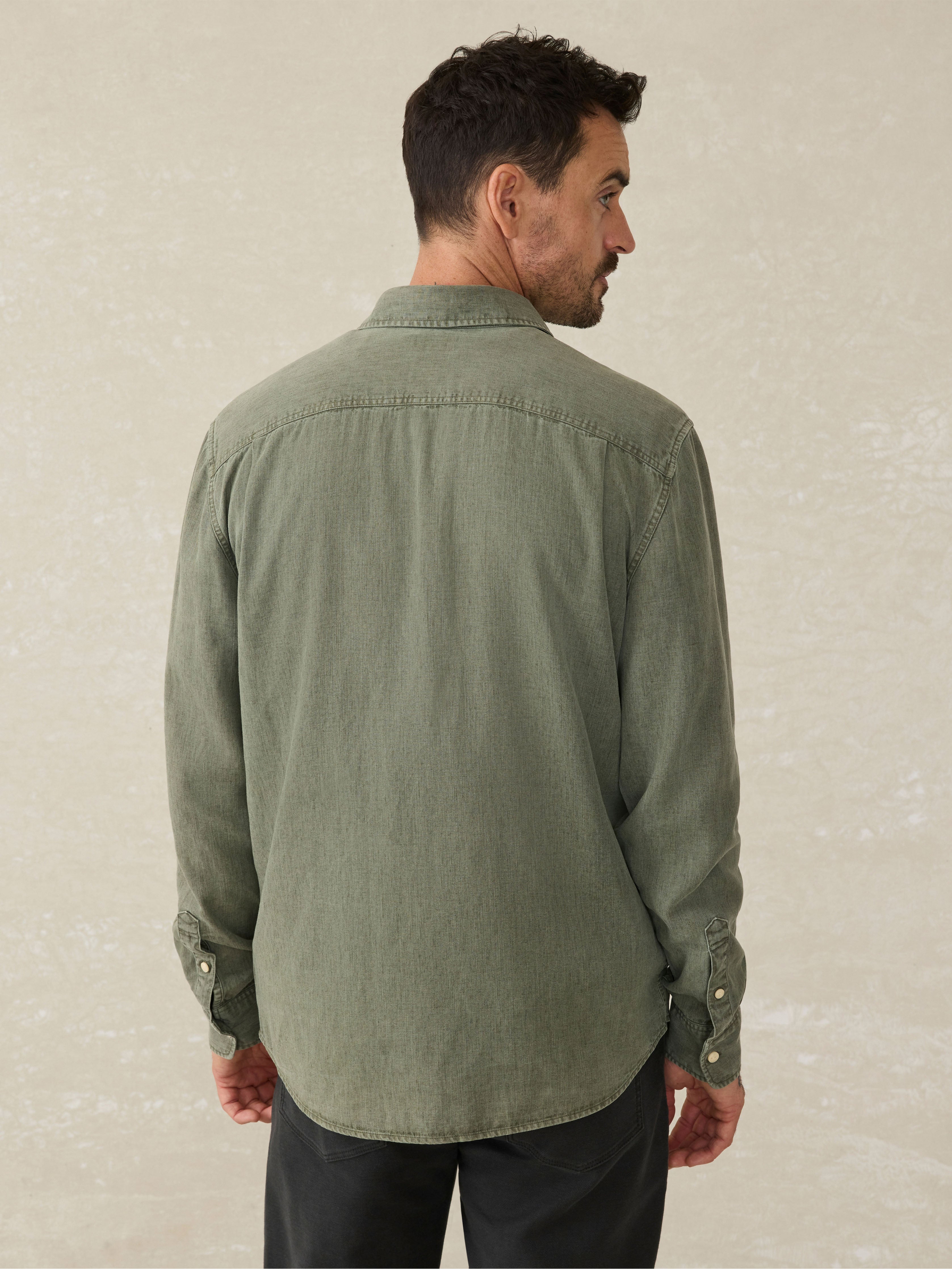 Tried & True Chambray Workshirt - Desert Olive