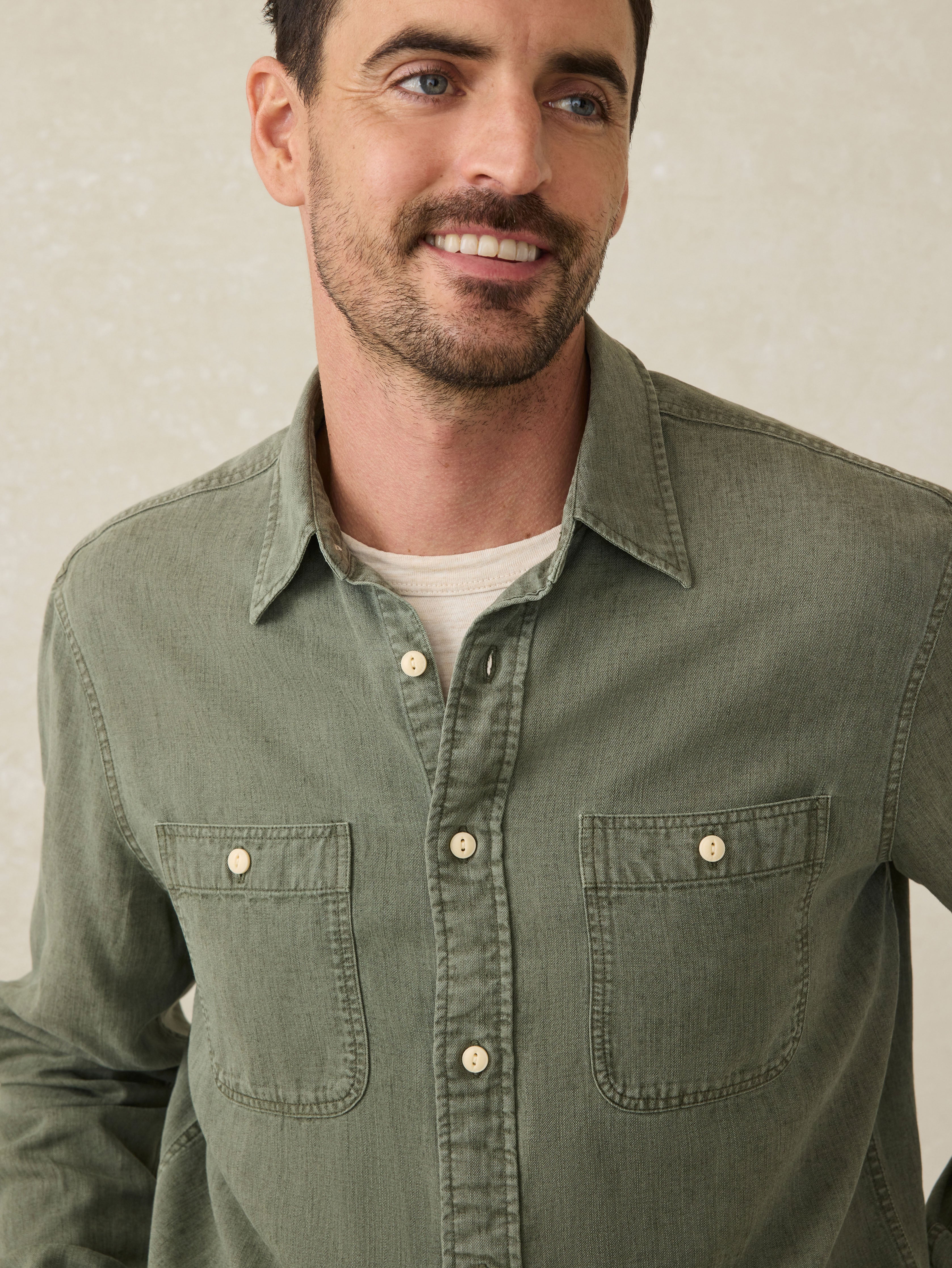 Tried & True Chambray Workshirt - Desert Olive