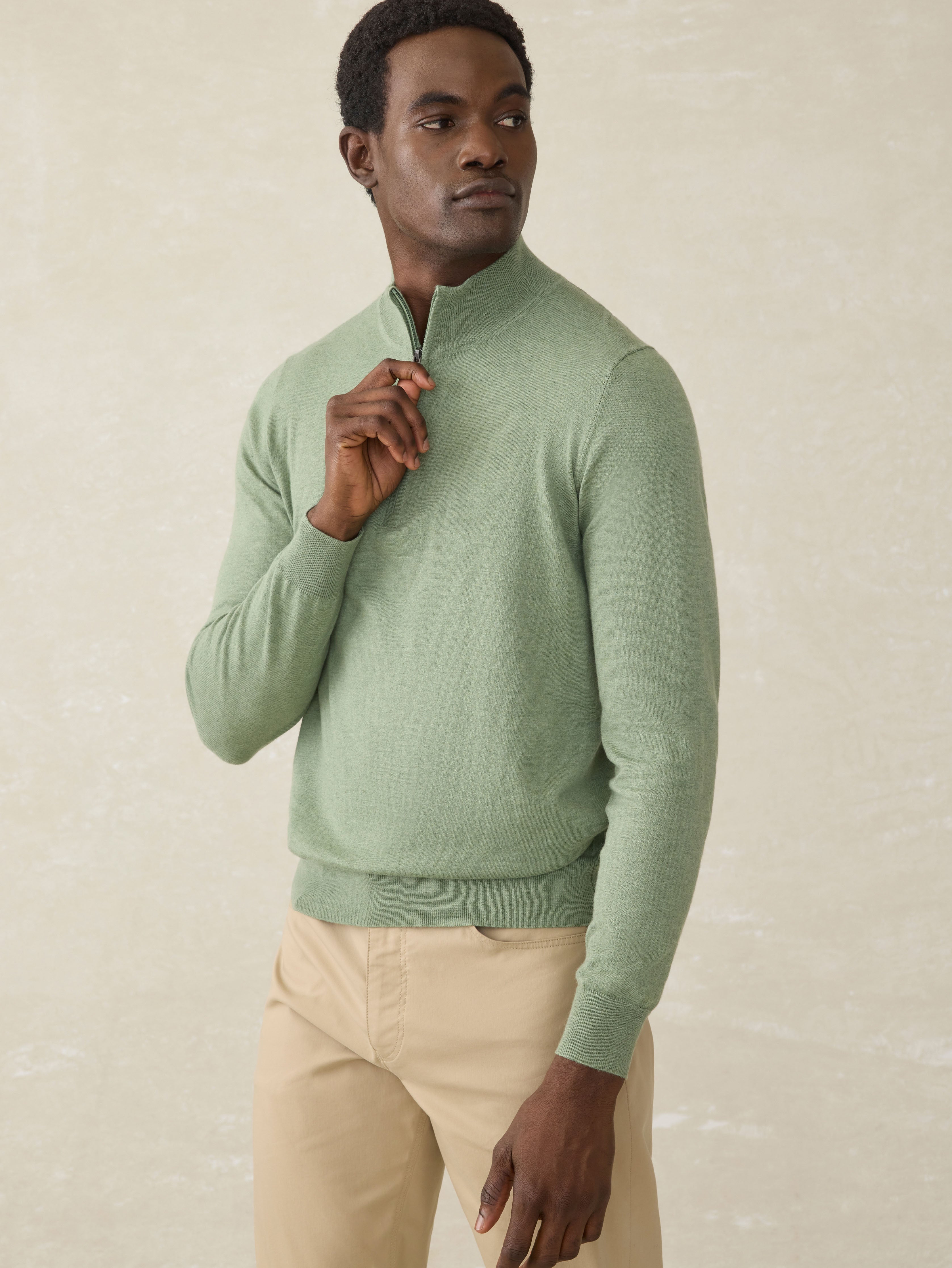 Movement™ Quarter Zip Sweater - Faded Leaf Melange
