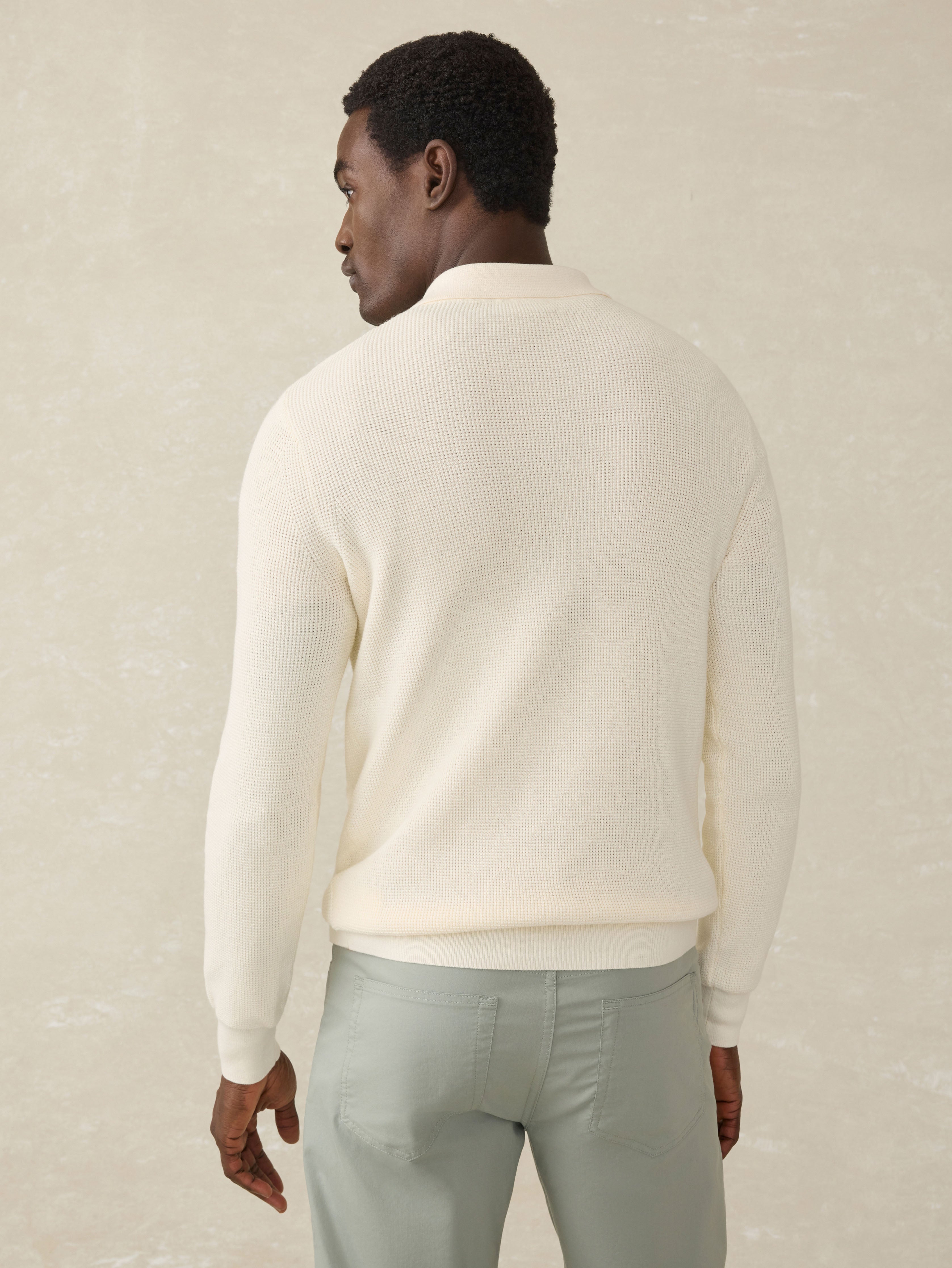 Sunwashed Sweater Polo - White Shell