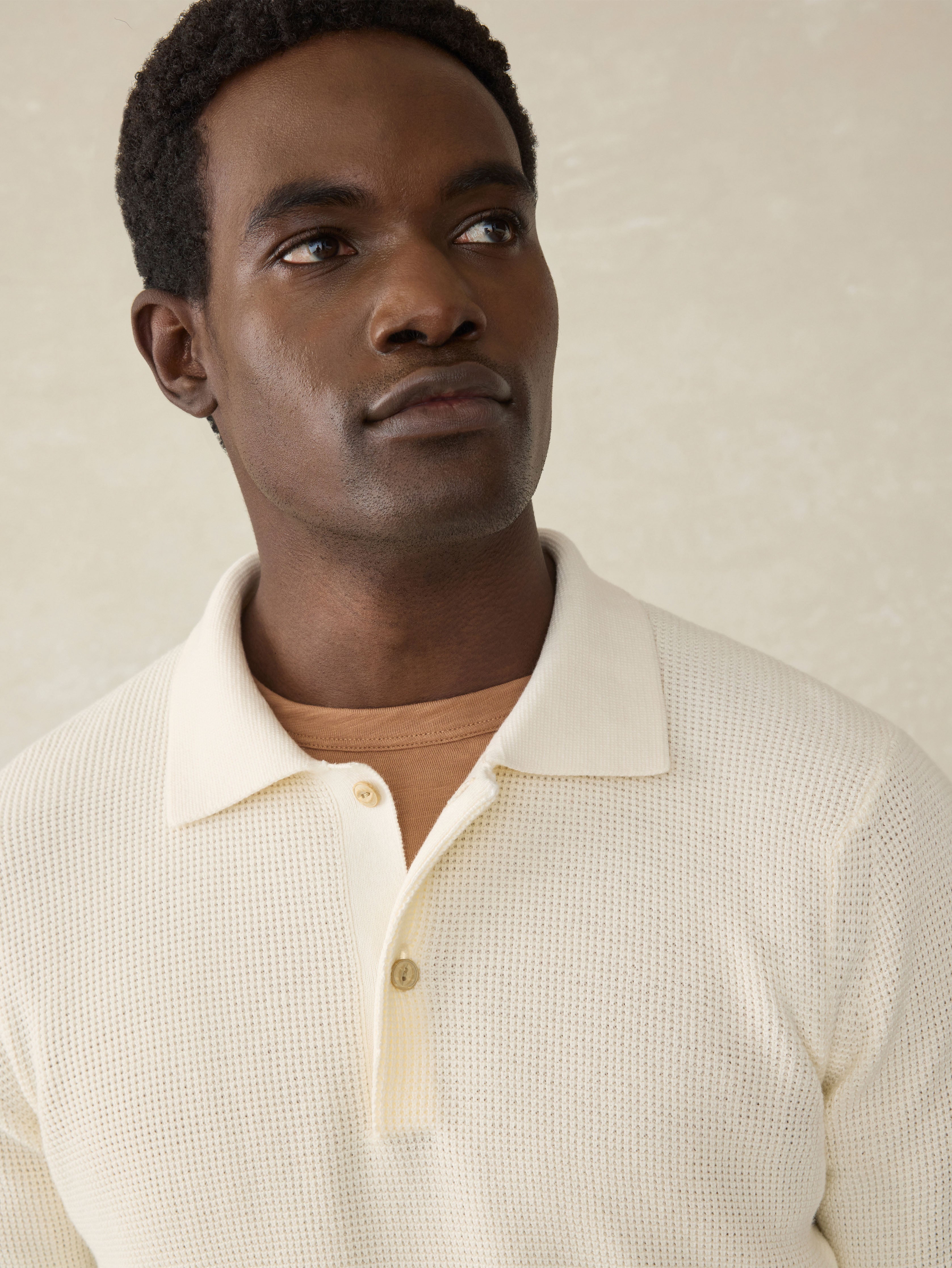 Sunwashed Sweater Polo - White Shell