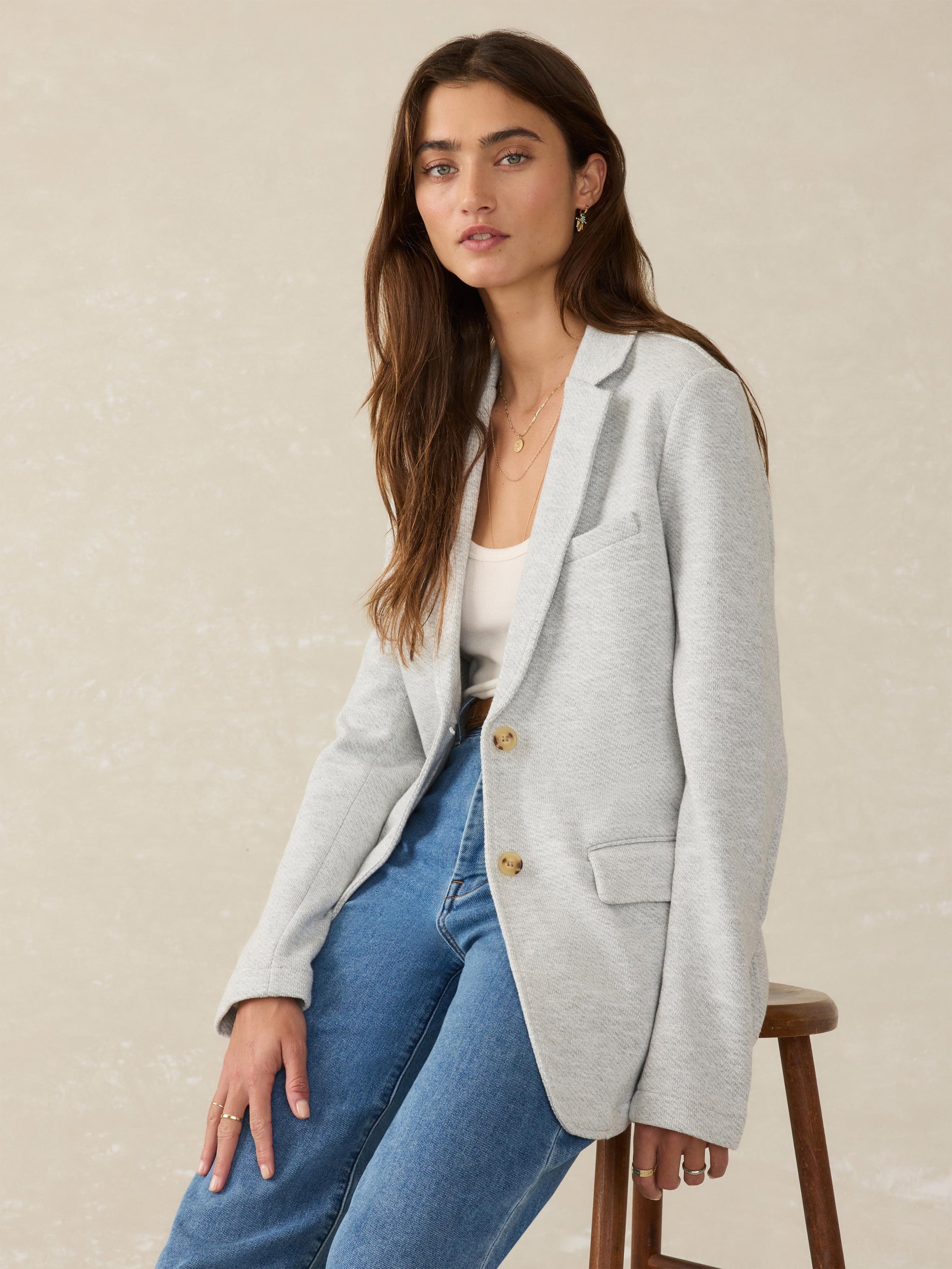 Heather Grey Inlet Knit Blazer main image 0