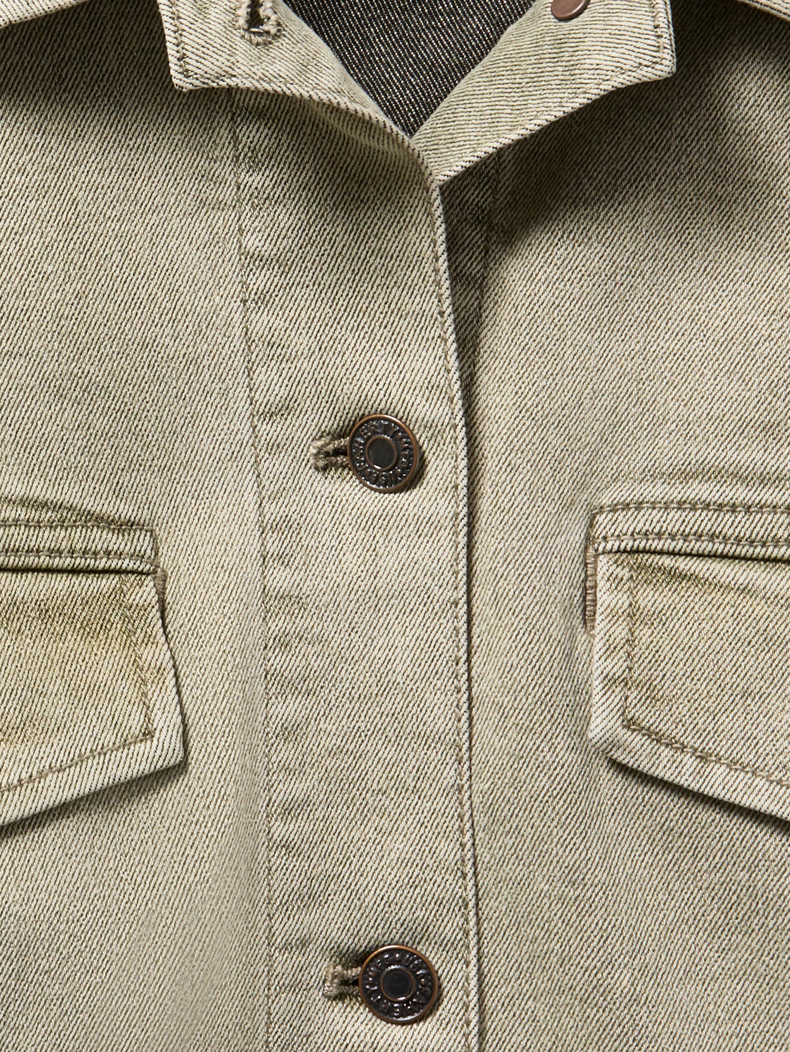 Sunwashed Denim Utility Jacket - Olive Haze Wash