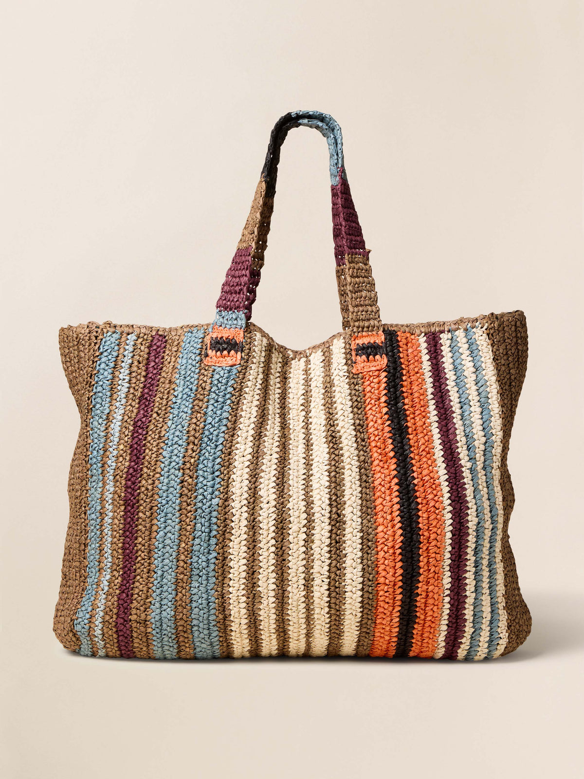 Straw Striped Beach Tote - Canyon Stripe | Faherty Brand display picture 3
