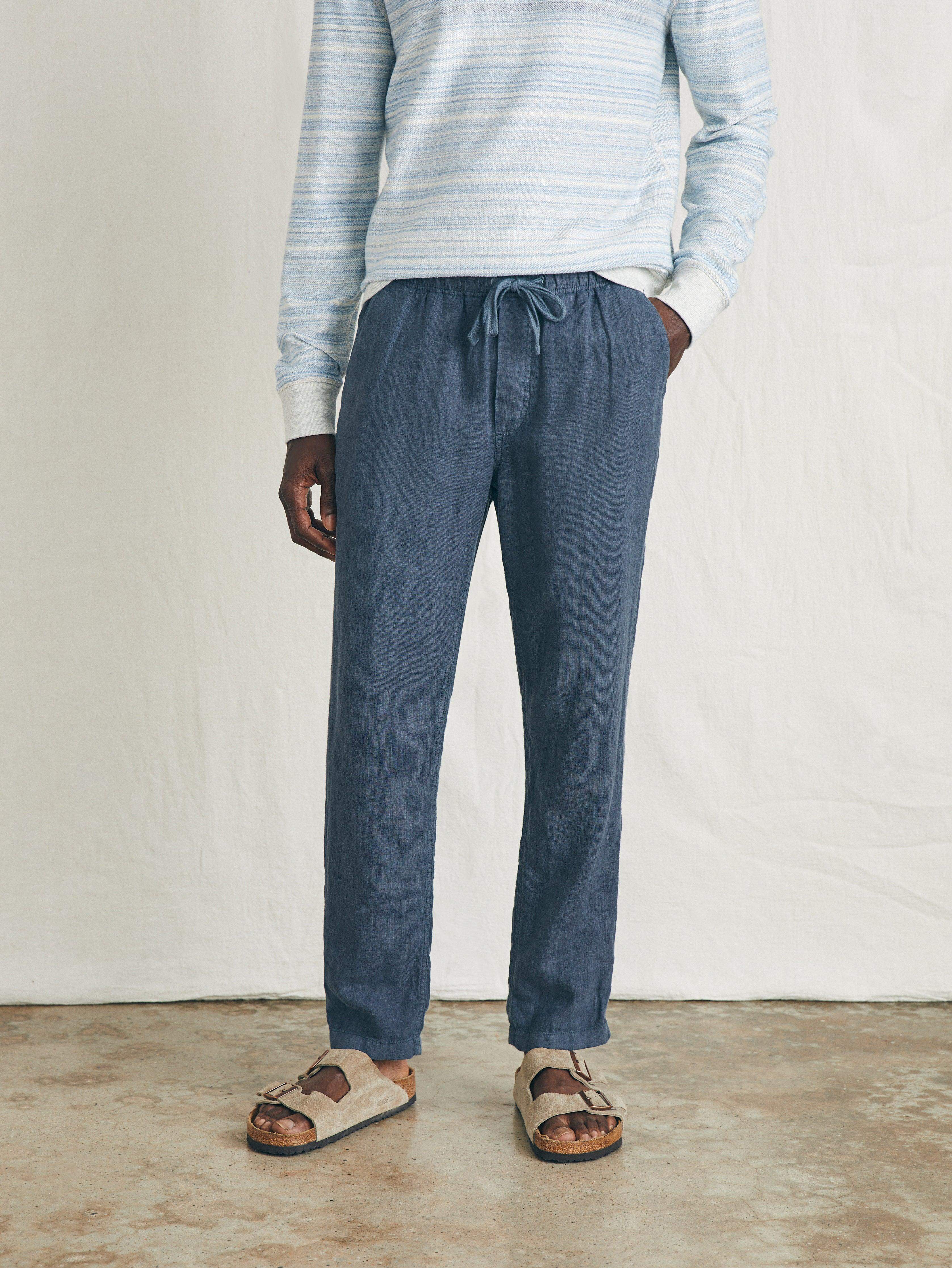Linen Drawstring Pant - Look Out Navy | Faherty Brand