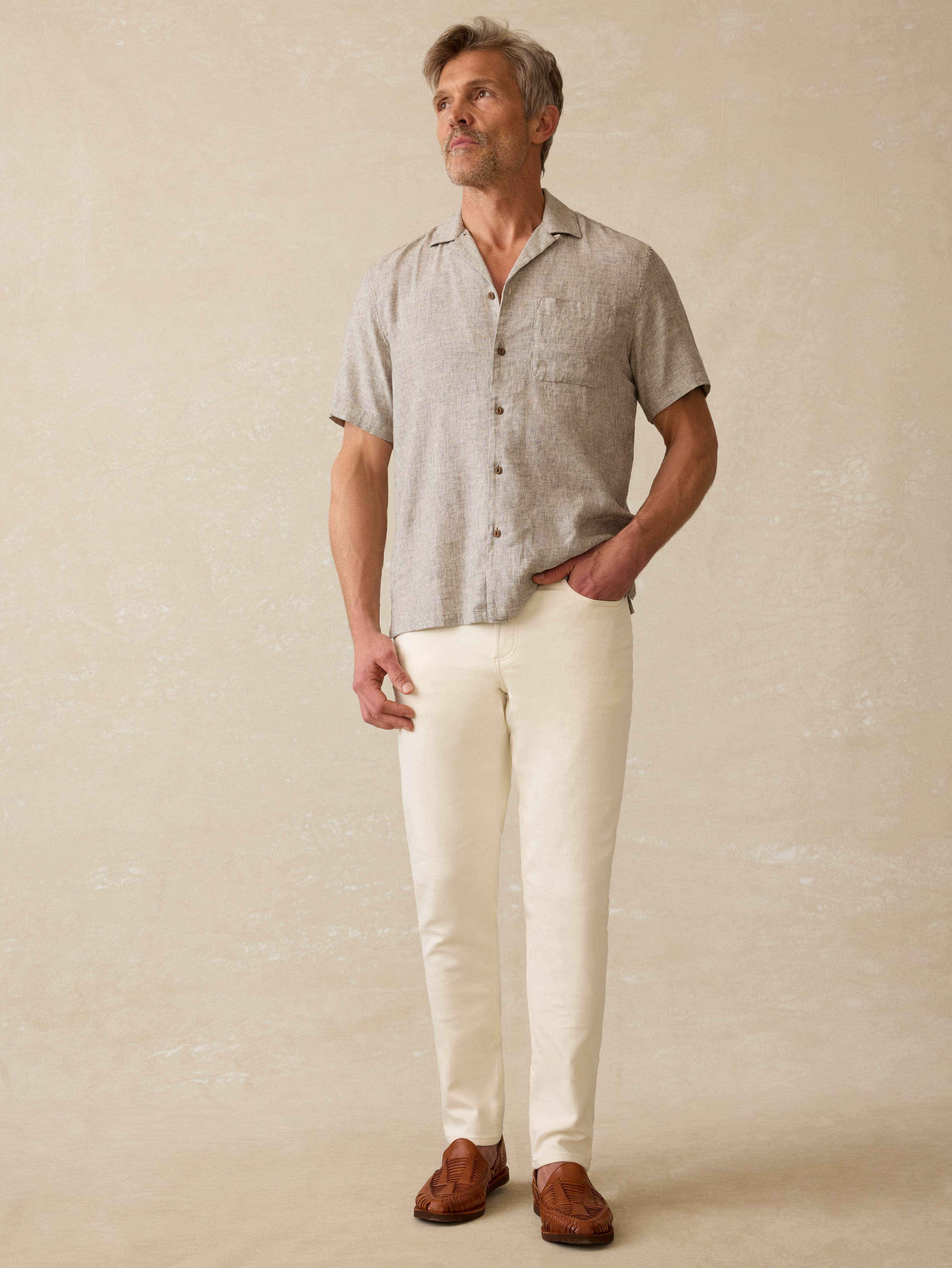 Stretch Terry 5-Pocket Pant - Egret