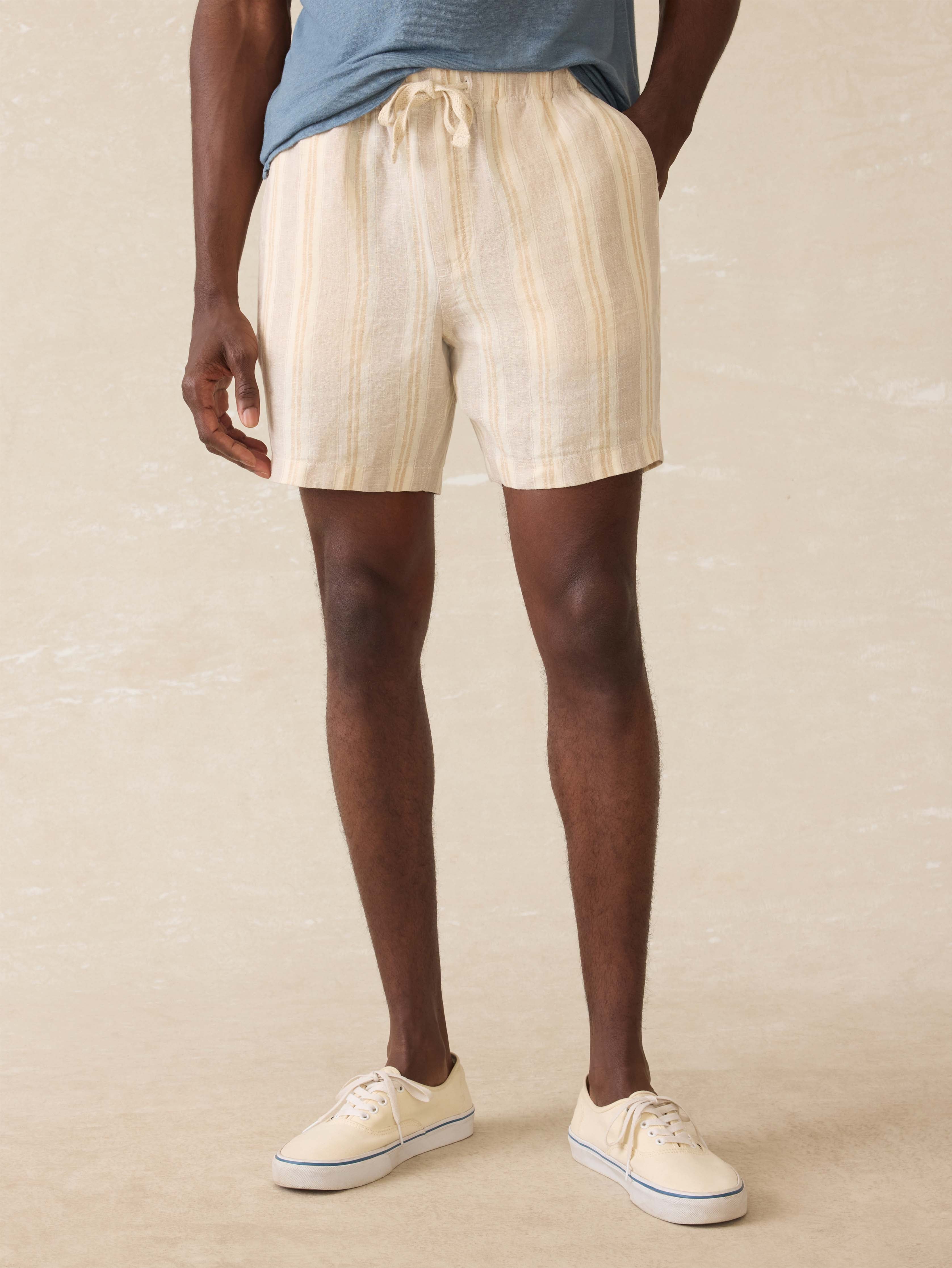 Essential Linen Short (6.5" Inseam) - Oak Island Stripe